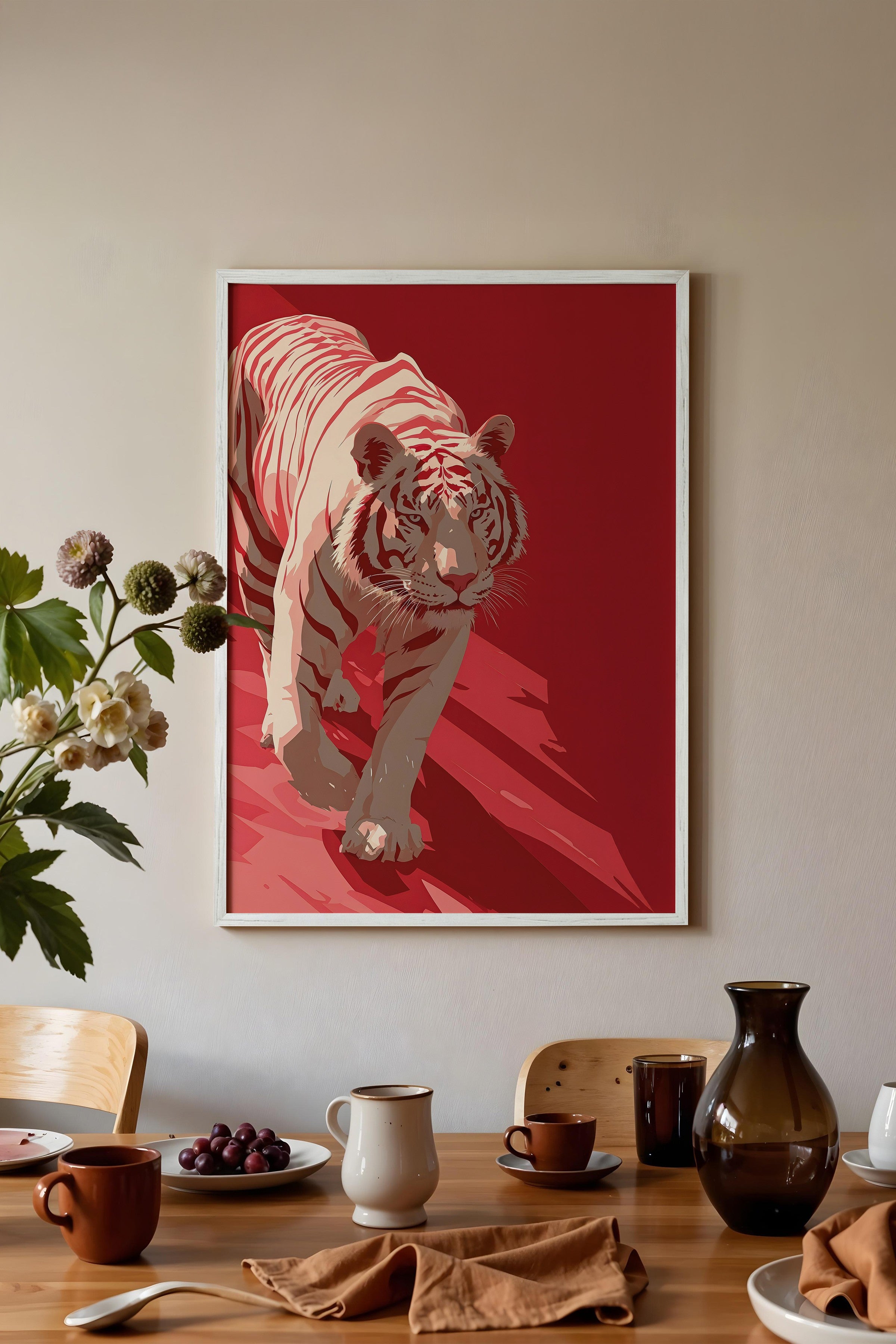 Duvar Tablosu, Beyaz Çerçeveli Tablo ve Poster, Ritüel Serisi, Leopar Tablo, NO:115262