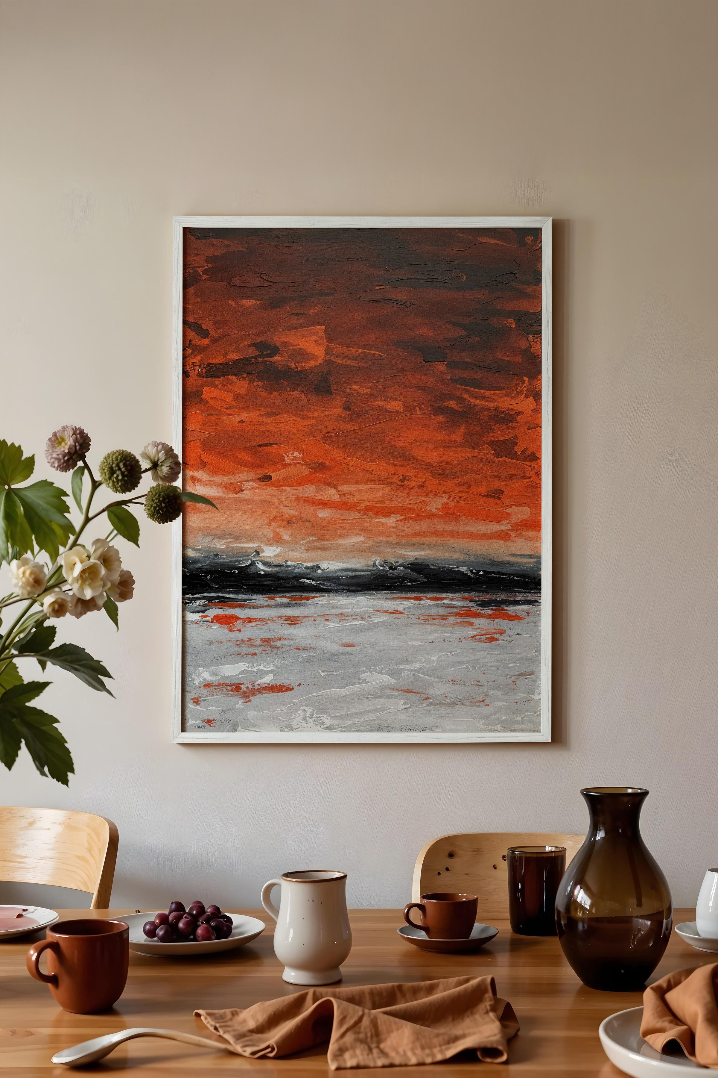 Duvar Tablosu, Beyaz Çerçeveli Tablo ve Poster, Ritüel Serisi, Yağlıboya Tablo, NO:115217