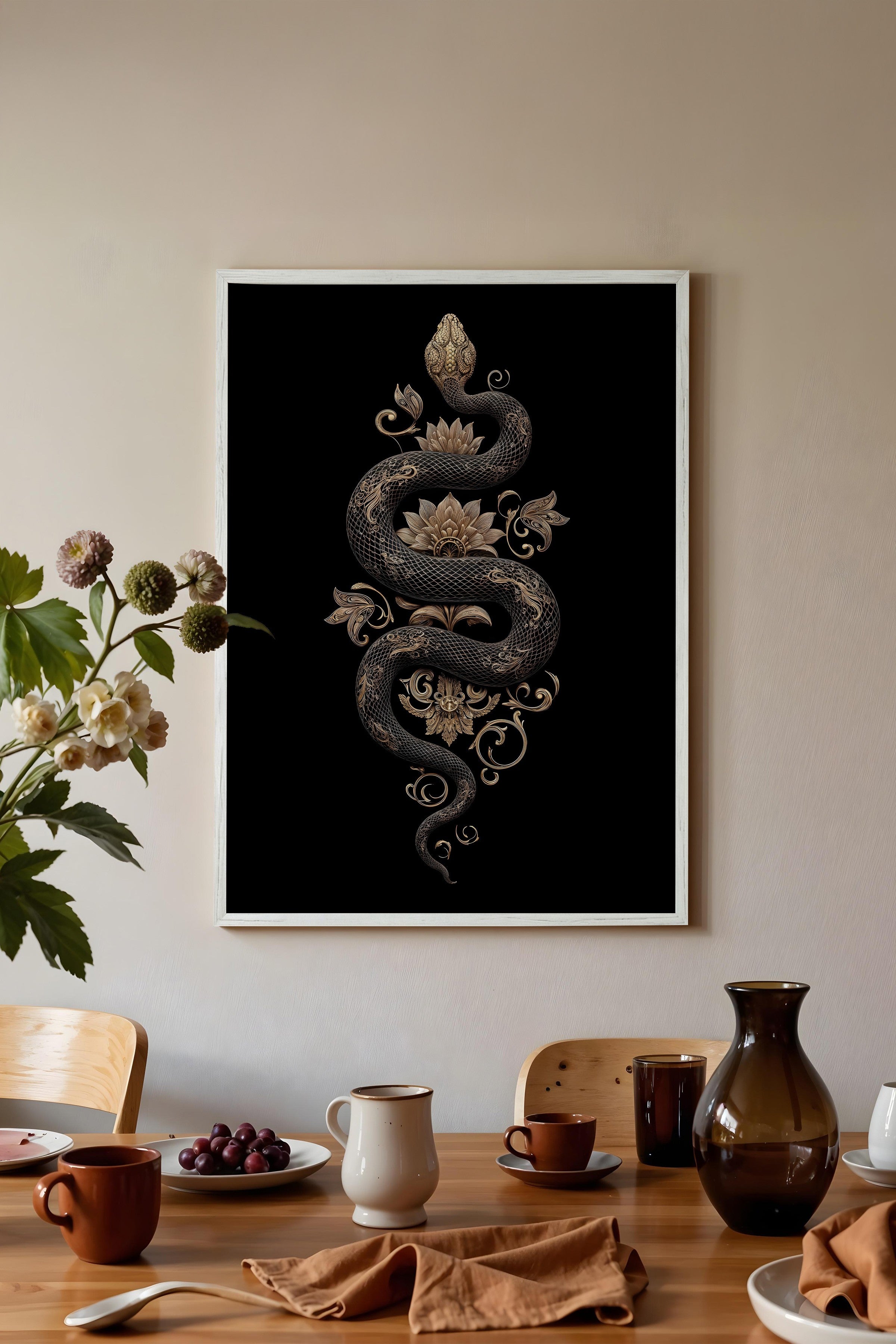 Duvar Tablosu, Beyaz Çerçeveli Tablo ve Poster, Ritüel Serisi, Yılan Tablo, NO:115259