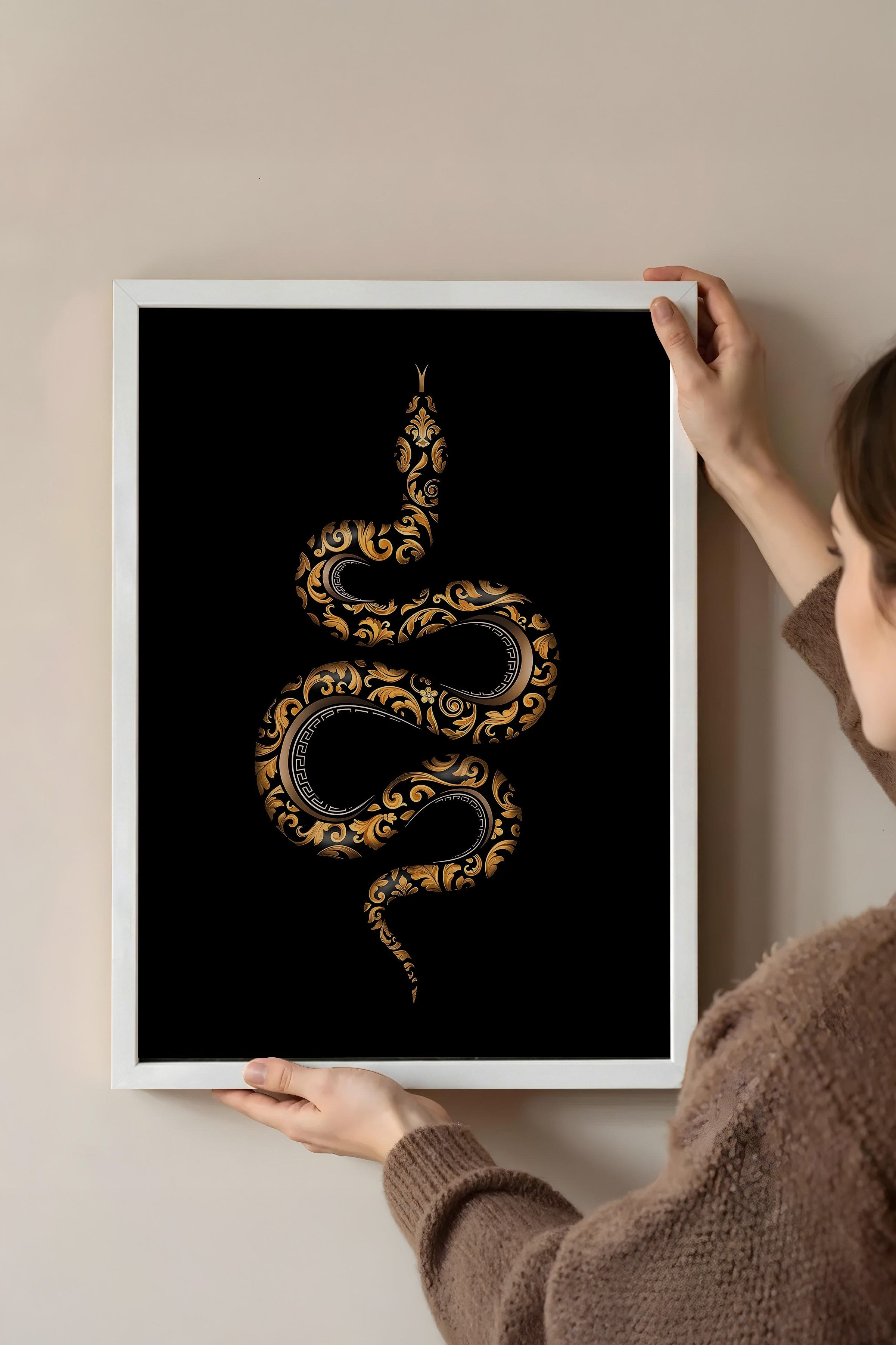 Duvar Tablosu, Beyaz Çerçeveli Tablo ve Poster, Ritüel Serisi, Yılan Tablo, NO:115263