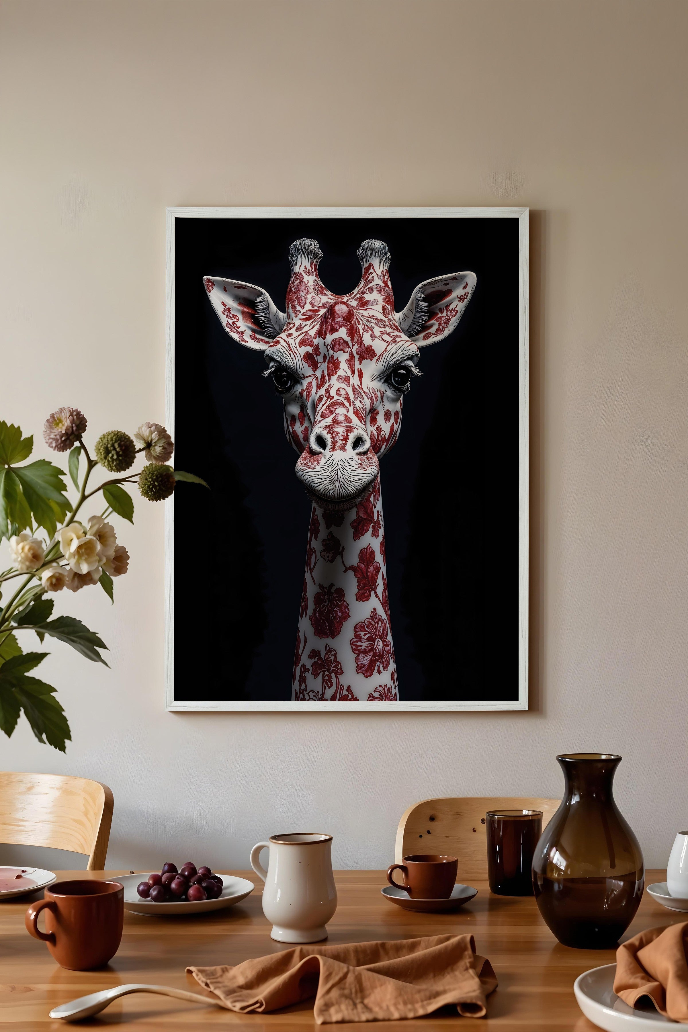 Duvar Tablosu, Beyaz Çerçeveli Tablo ve Poster, Ritüel Serisi, Zürafa Tablo, NO:115258
