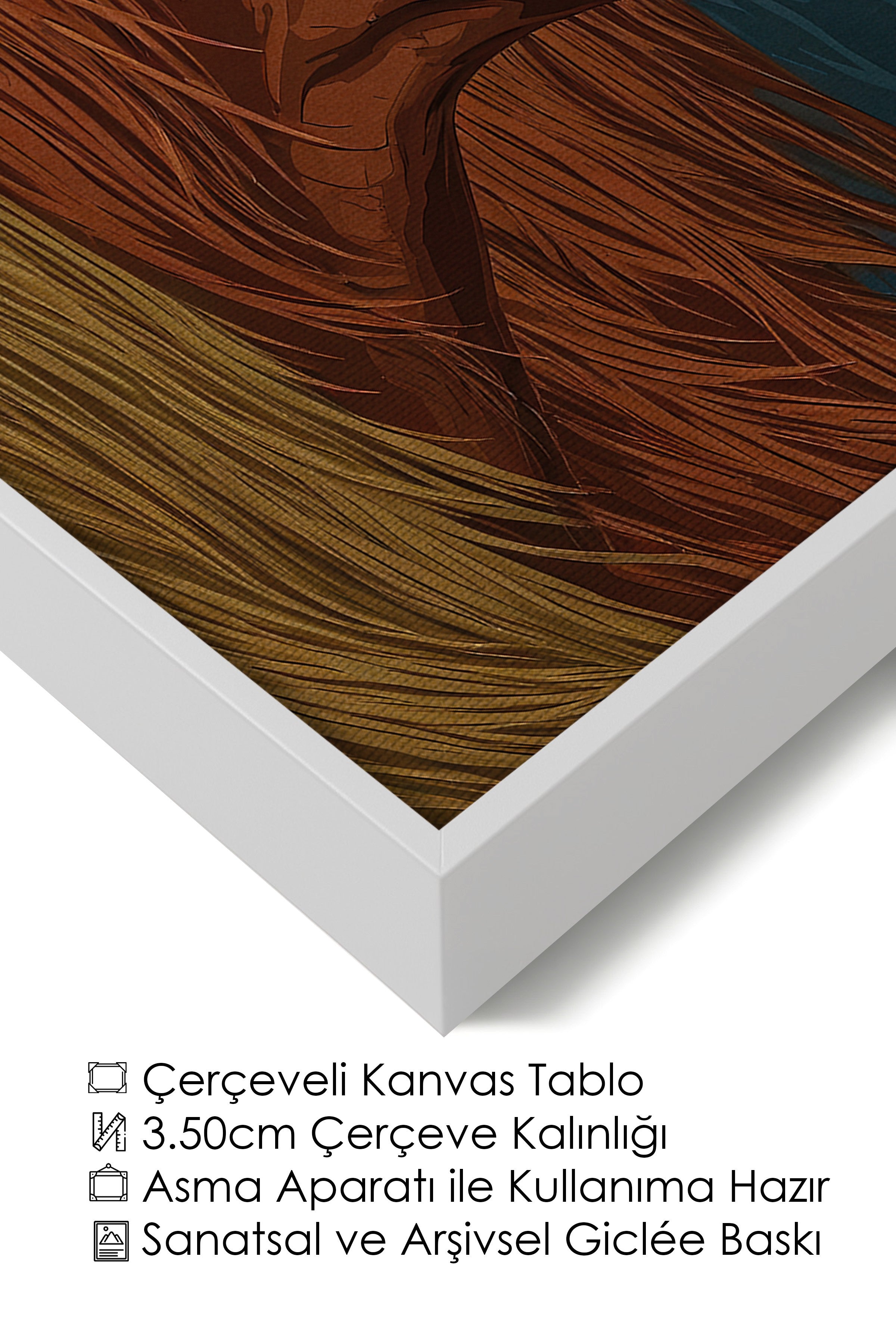Duvar Tablosu, Lüks Beyaz Çerçeveli Kanvas Tablo, Ritüel Serisi, At Tablo, NO:115196