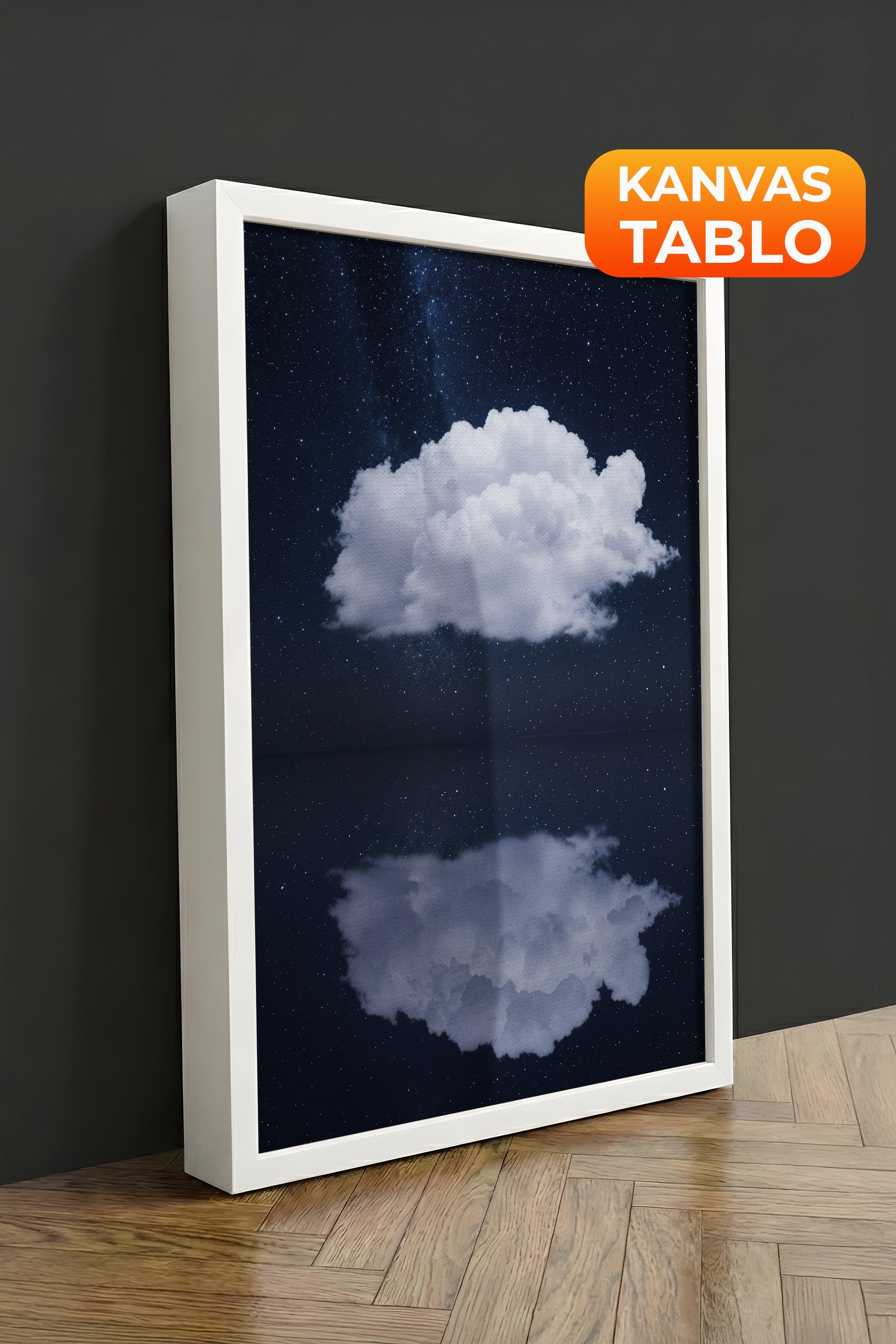 Duvar Tablosu, Lüks Beyaz Çerçeveli Kanvas Tablo, Ritüel Serisi, Bulut Tablo, NO:115203