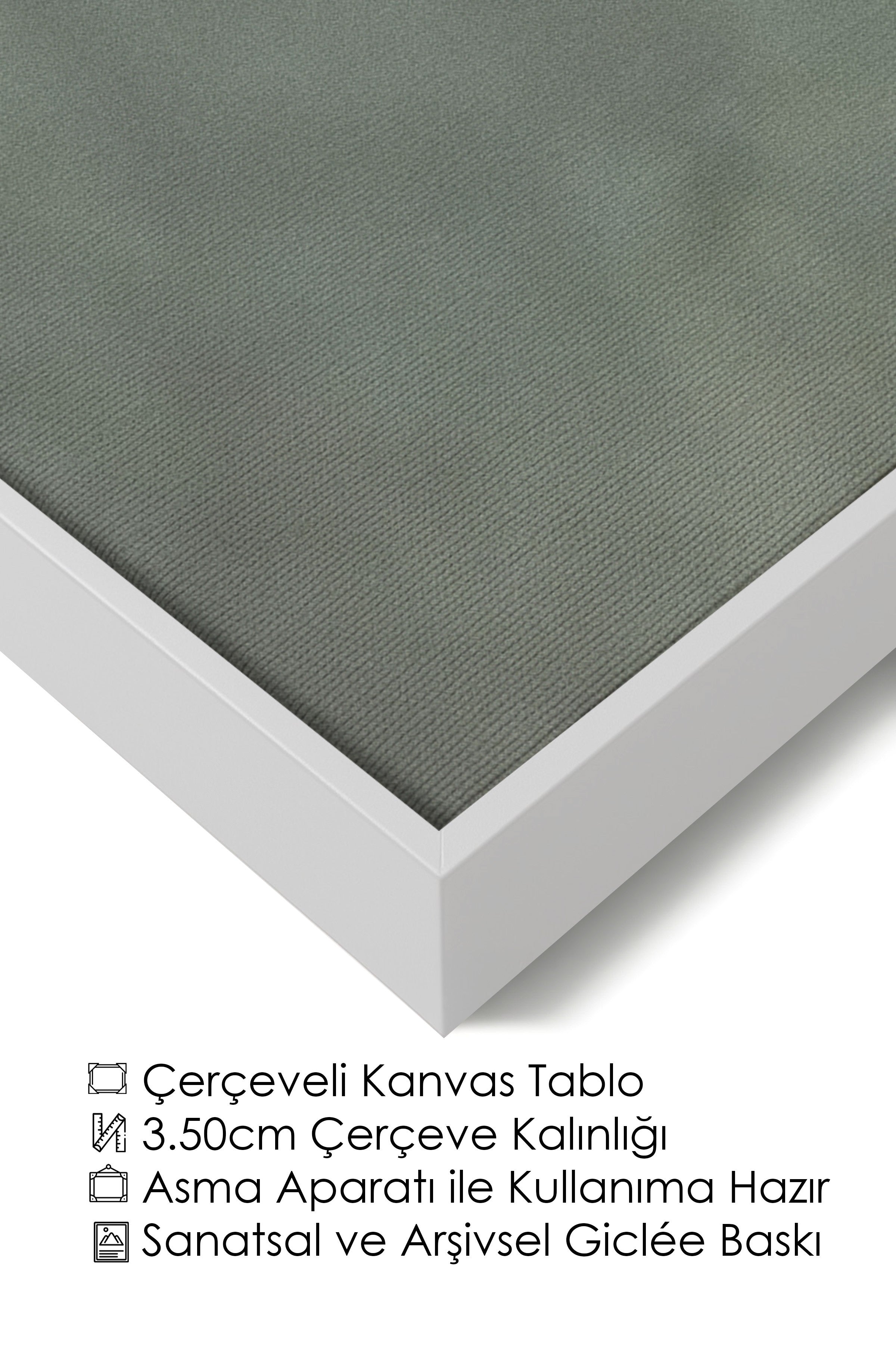 Duvar Tablosu, Lüks Beyaz Çerçeveli Kanvas Tablo, Ritüel Serisi, Bulut Tablo, NO:115205