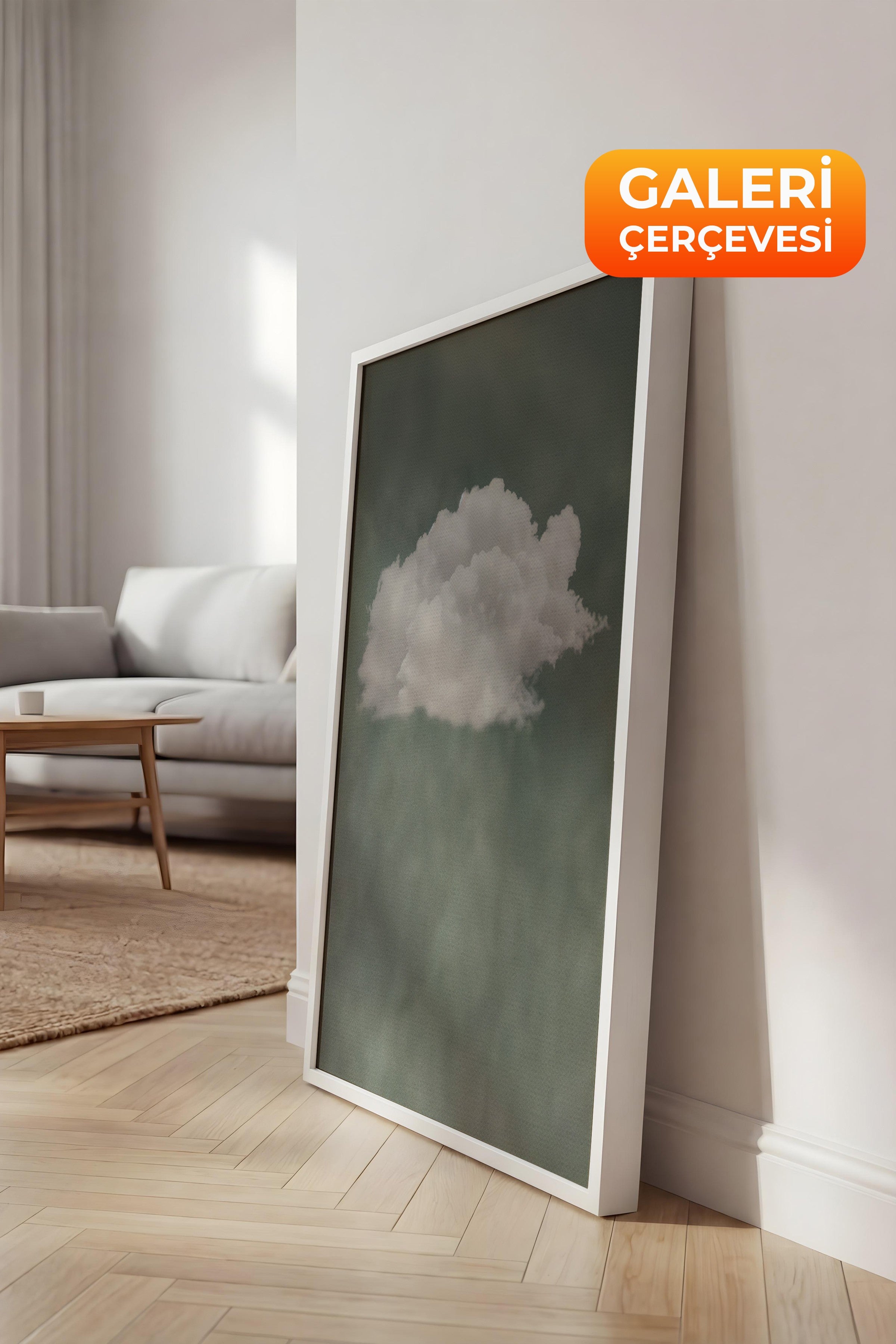 Duvar Tablosu, Lüks Beyaz Çerçeveli Kanvas Tablo, Ritüel Serisi, Bulut Tablo, NO:115205
