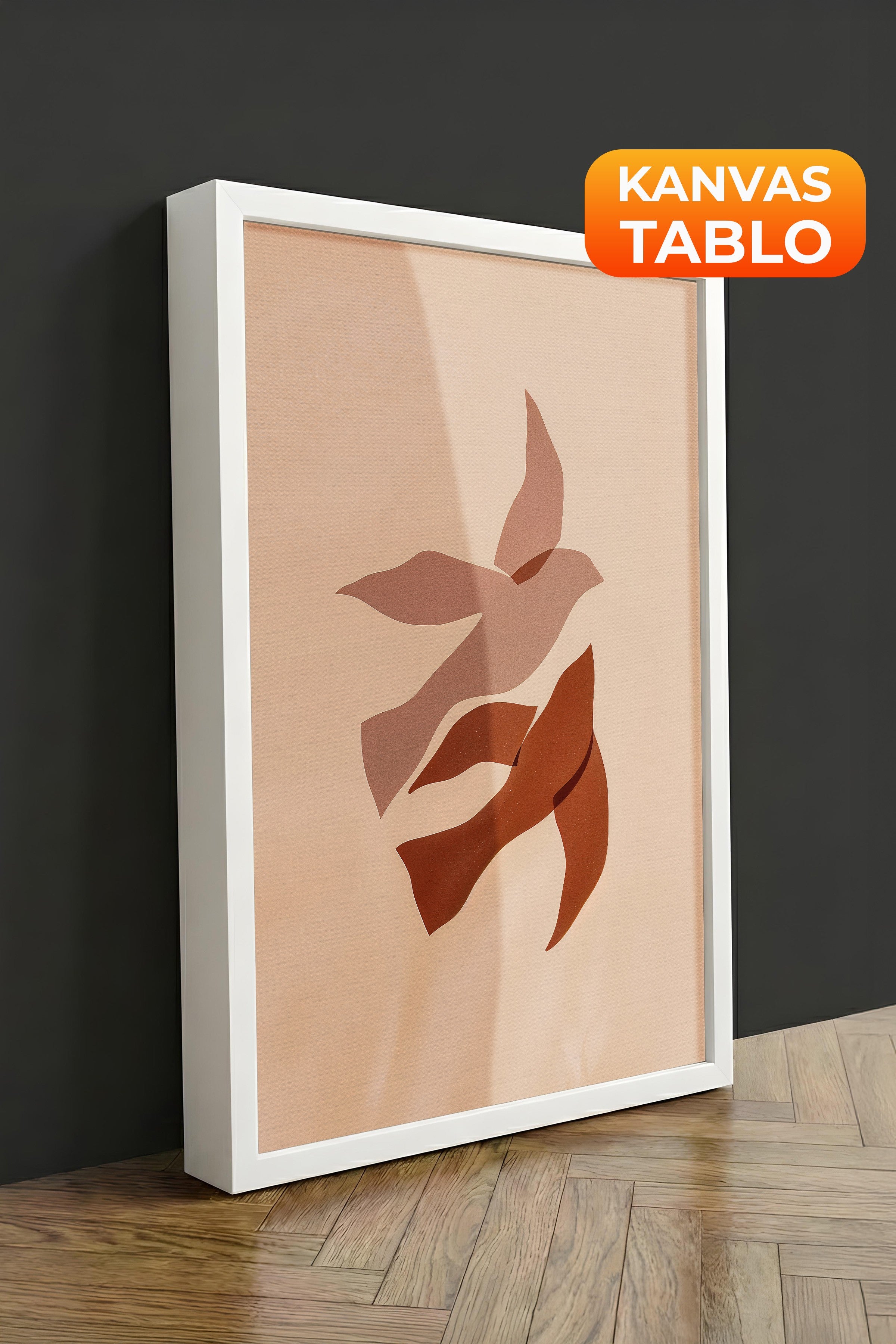 Duvar Tablosu, Lüks Beyaz Çerçeveli Kanvas Tablo, Ritüel Serisi, Kuş Tablo, NO:115188