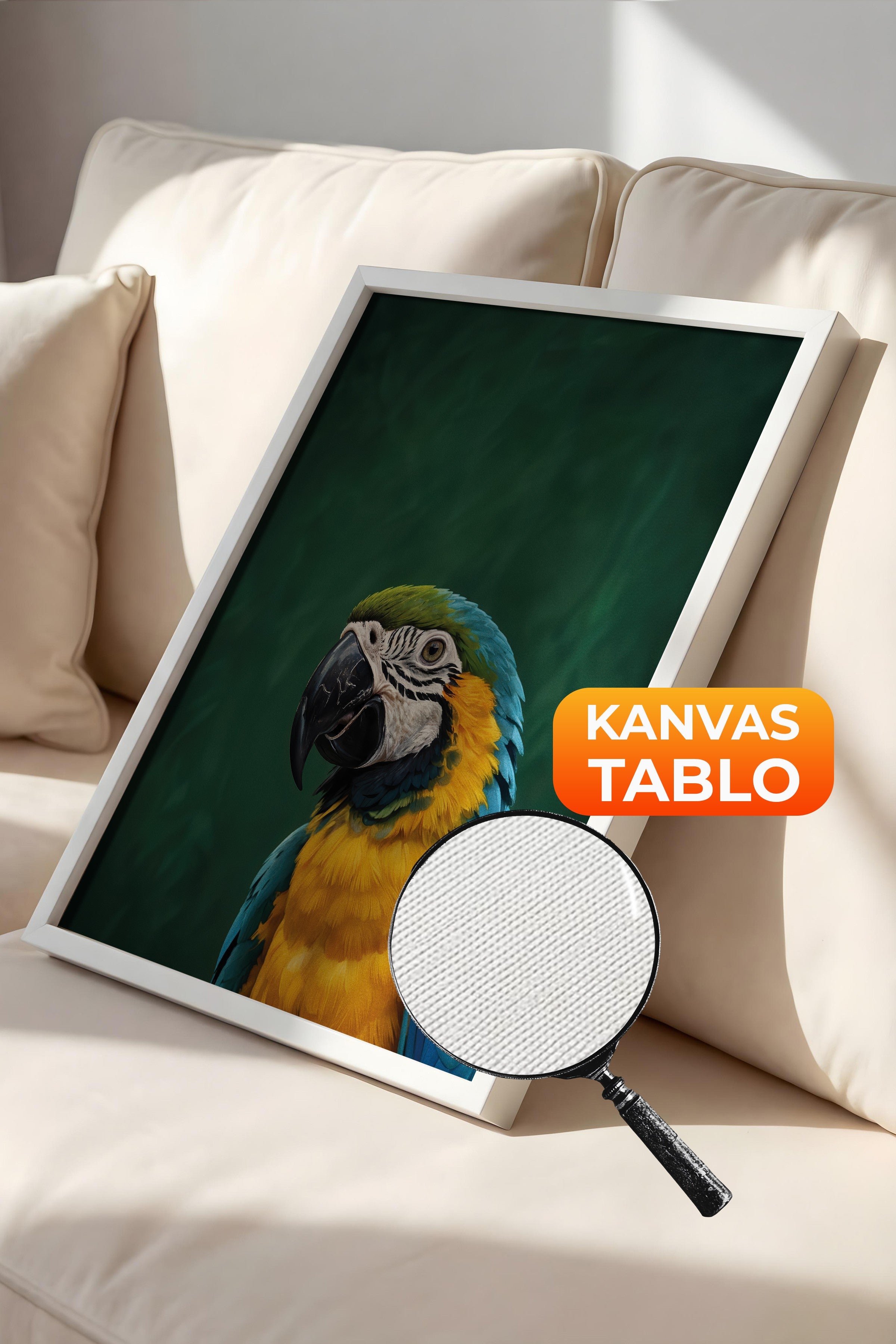 Duvar Tablosu, Lüks Beyaz Çerçeveli Kanvas Tablo, Ritüel Serisi, Kuş Tablo, NO:115207