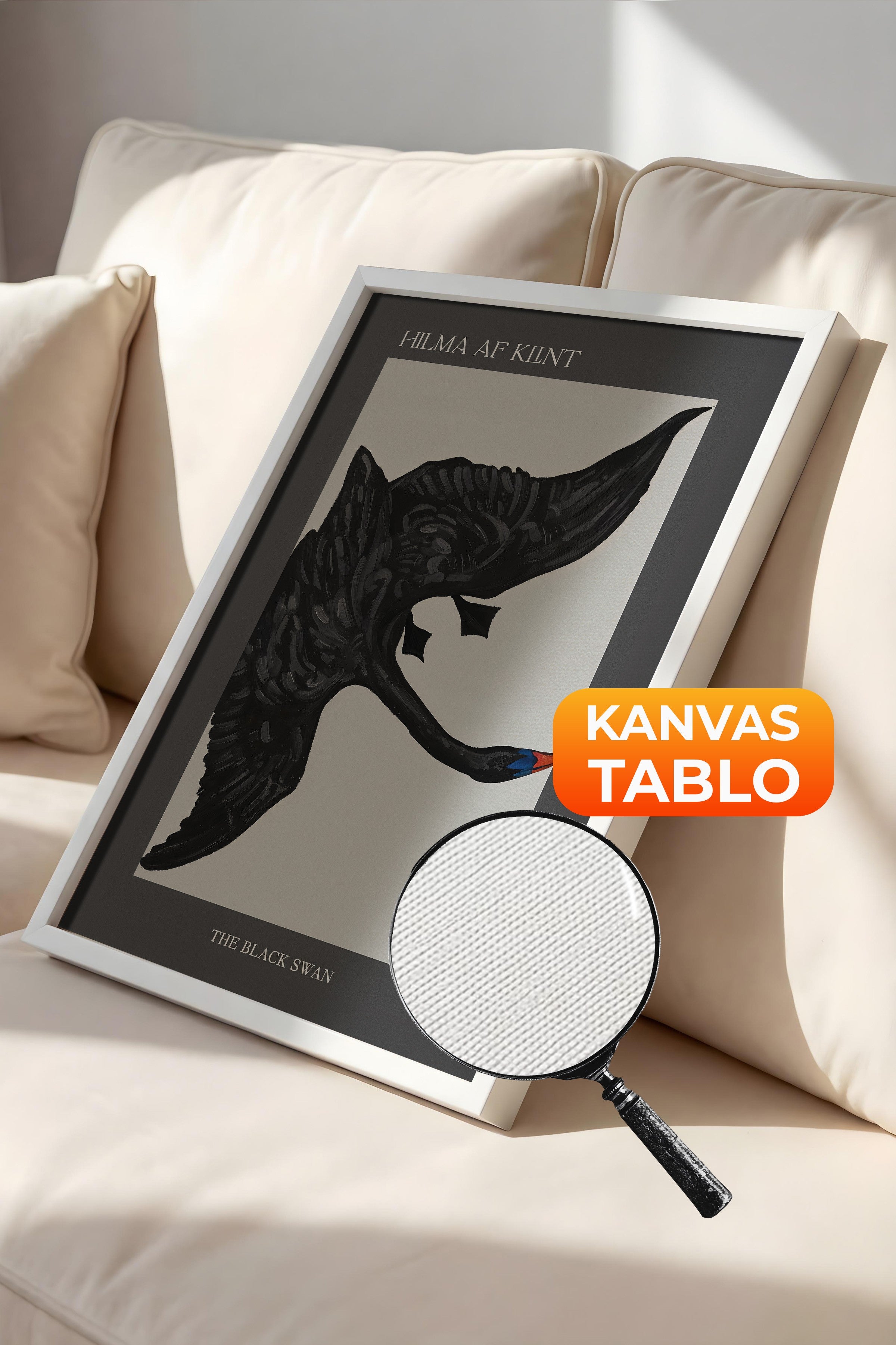 Duvar Tablosu, Lüks Beyaz Çerçeveli Kanvas Tablo, Ritüel Serisi, Kuş Tablo, NO:115208