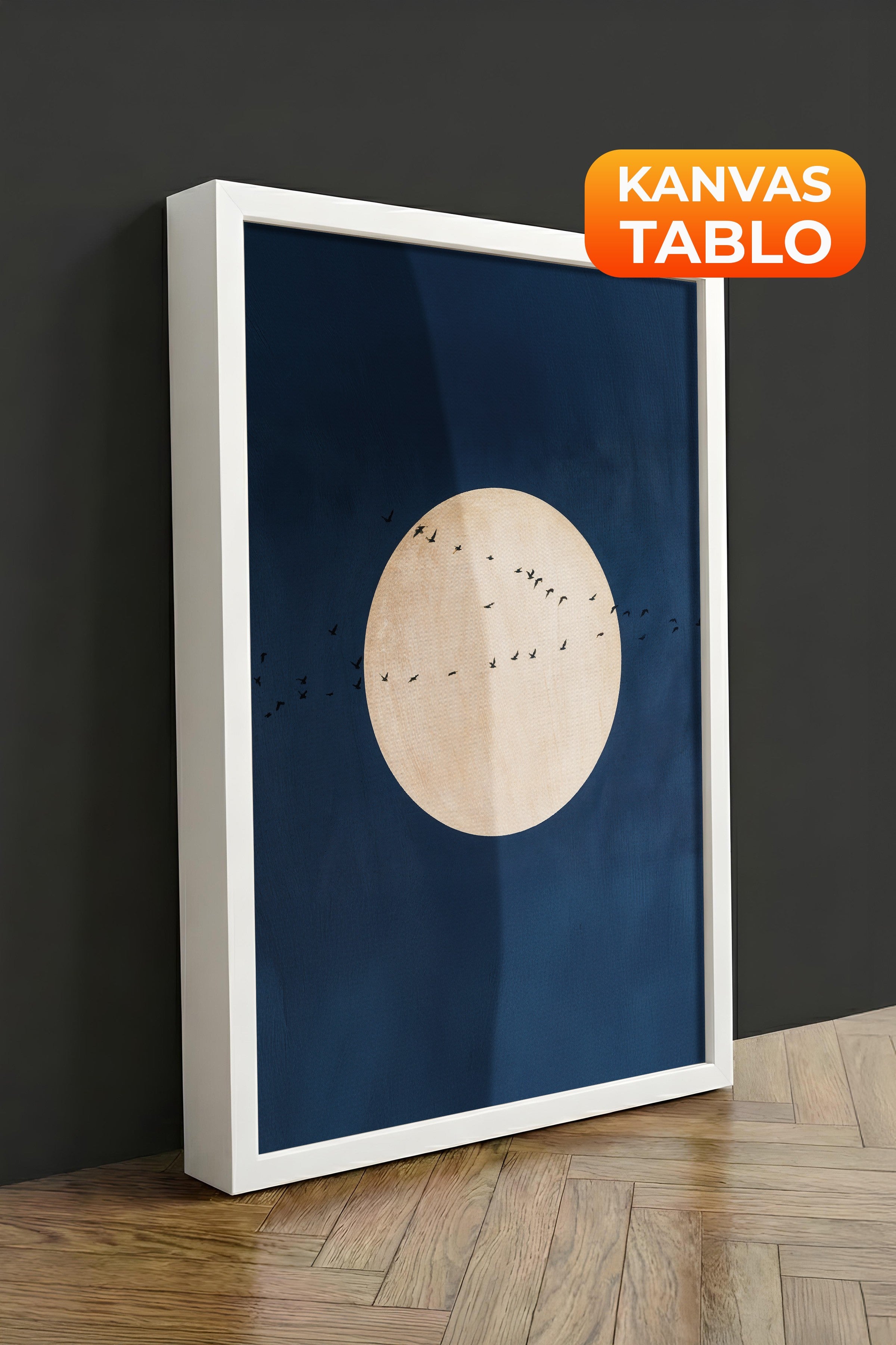 Duvar Tablosu, Lüks Beyaz Çerçeveli Kanvas Tablo, Ritüel Serisi, Kuş Tablo, NO:115212