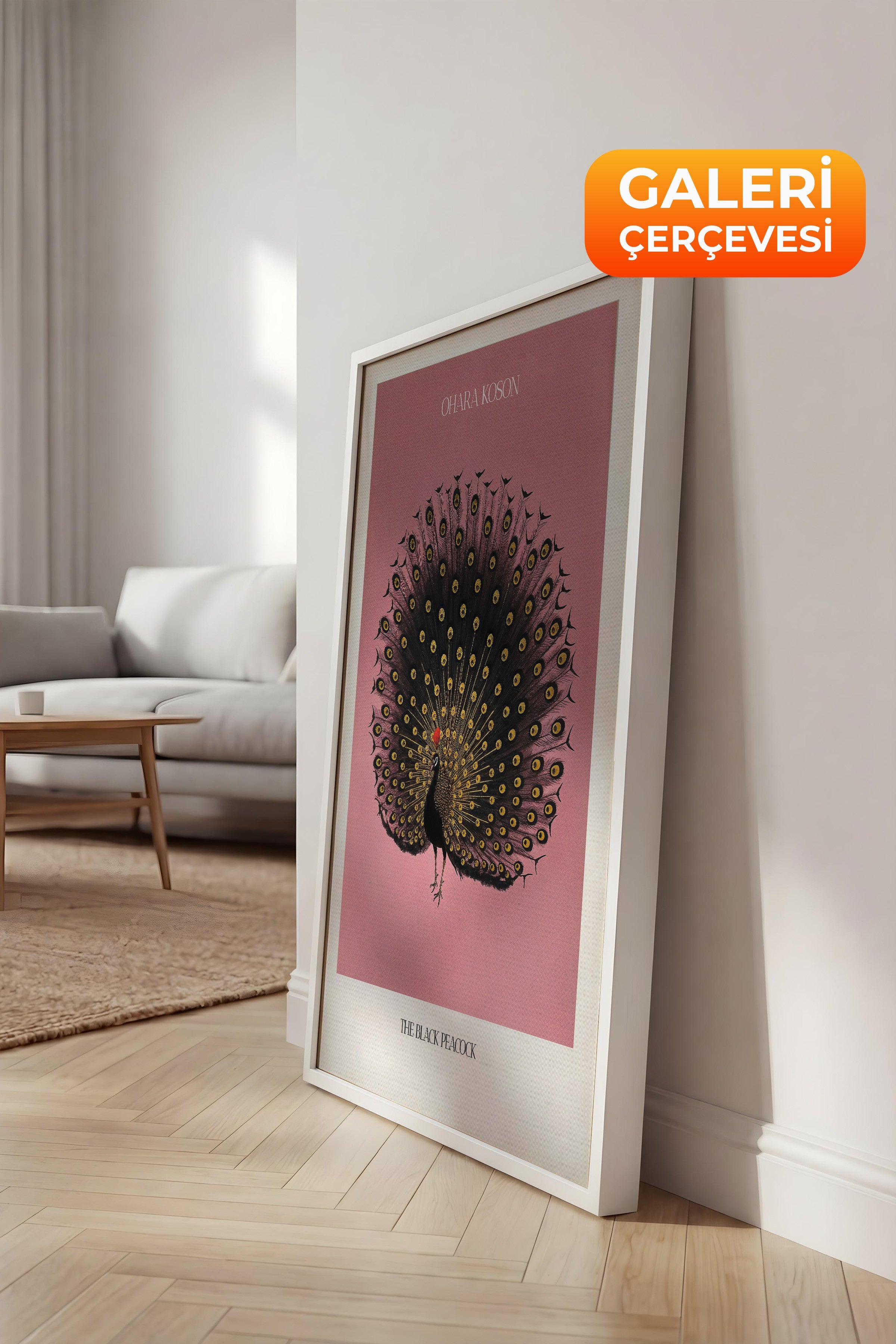 Duvar Tablosu, Lüks Beyaz Çerçeveli Kanvas Tablo, Ritüel Serisi, Kuş Tablo, NO:115214