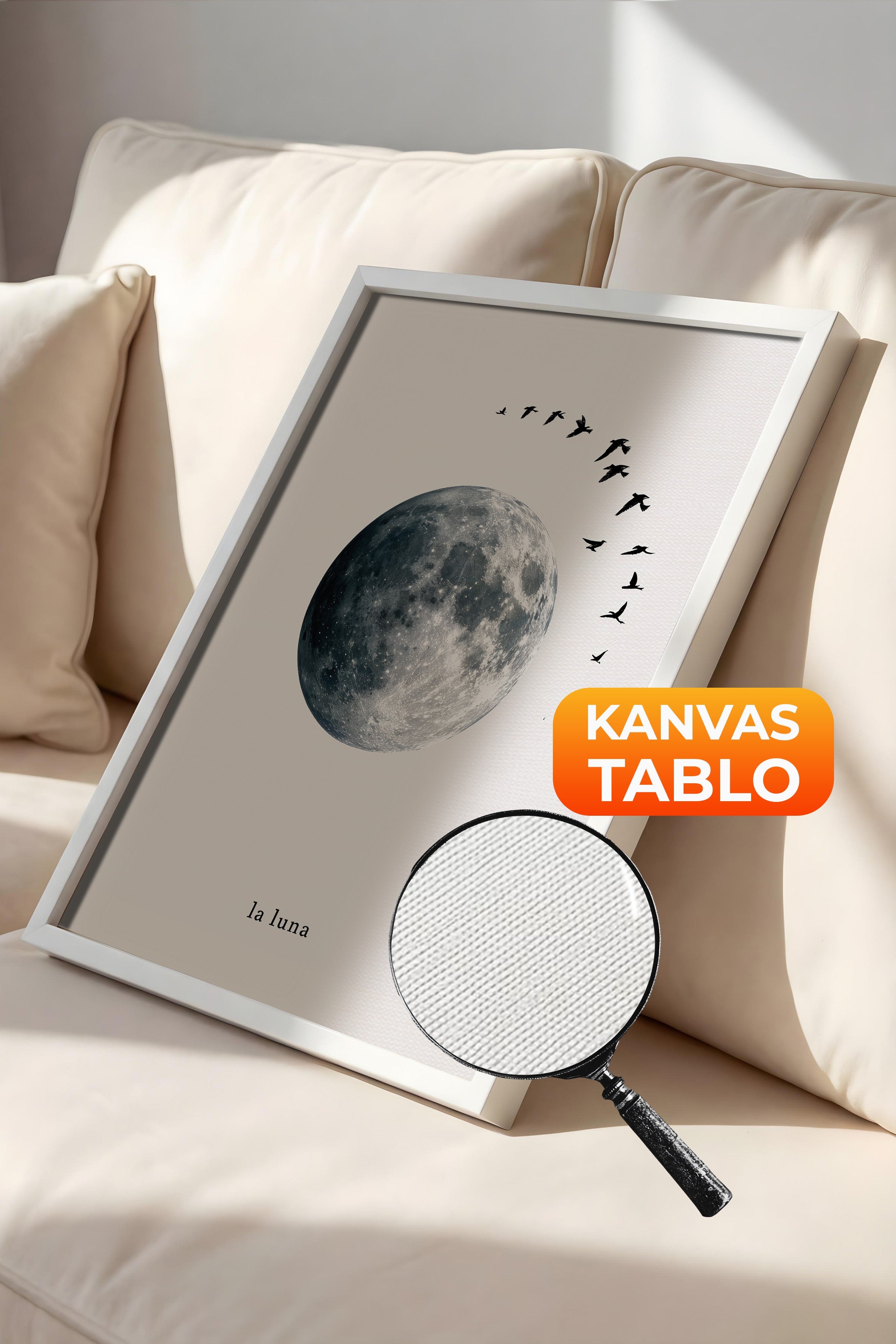 Duvar Tablosu, Lüks Beyaz Çerçeveli Kanvas Tablo, Ritüel Serisi, Kuş Tablo, NO:115227
