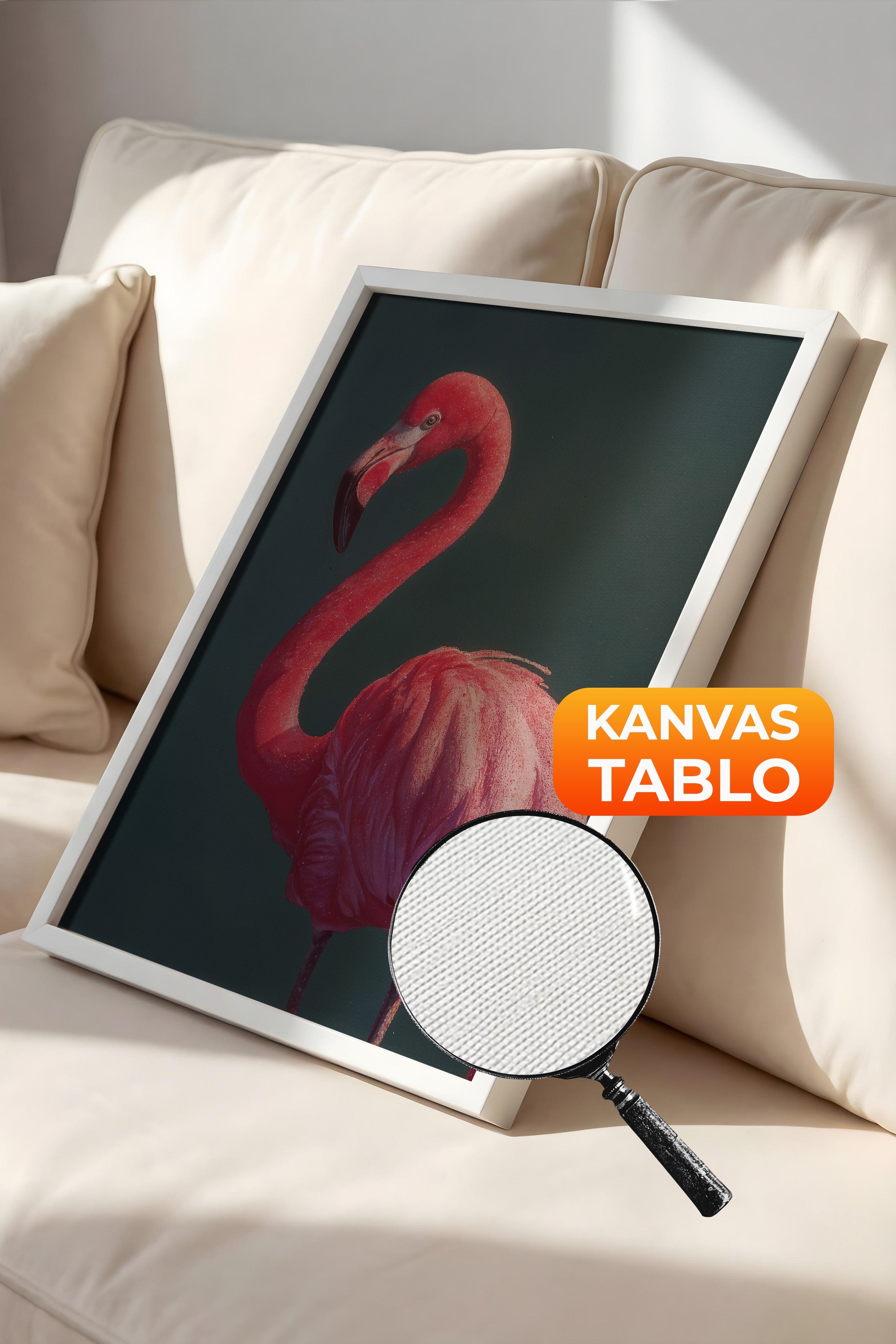 Duvar Tablosu, Lüks Beyaz Çerçeveli Kanvas Tablo, Ritüel Serisi, Kuş Tablo, NO:115228
