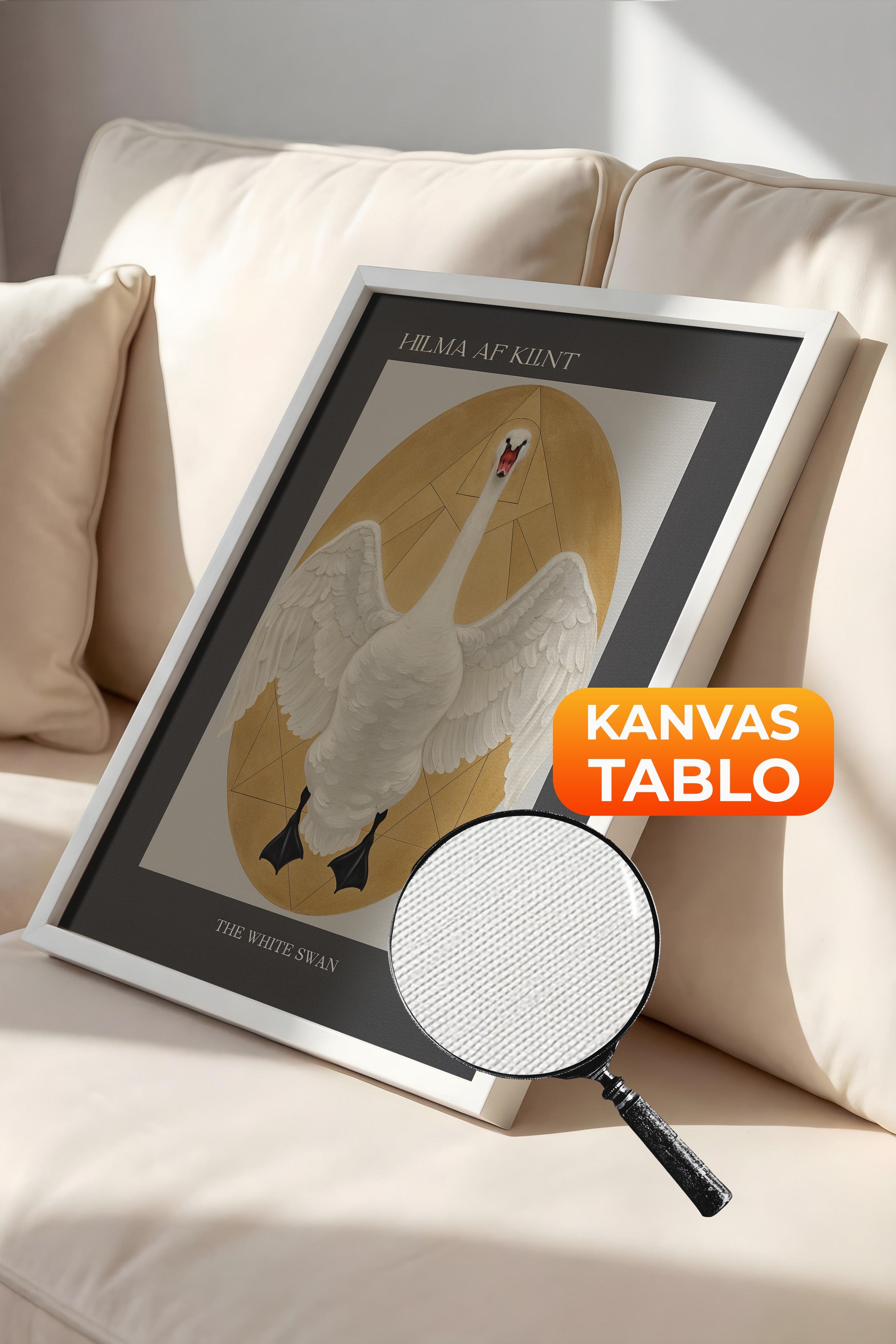 Duvar Tablosu, Lüks Beyaz Çerçeveli Kanvas Tablo, Ritüel Serisi, Kuş Tablo, NO:115230