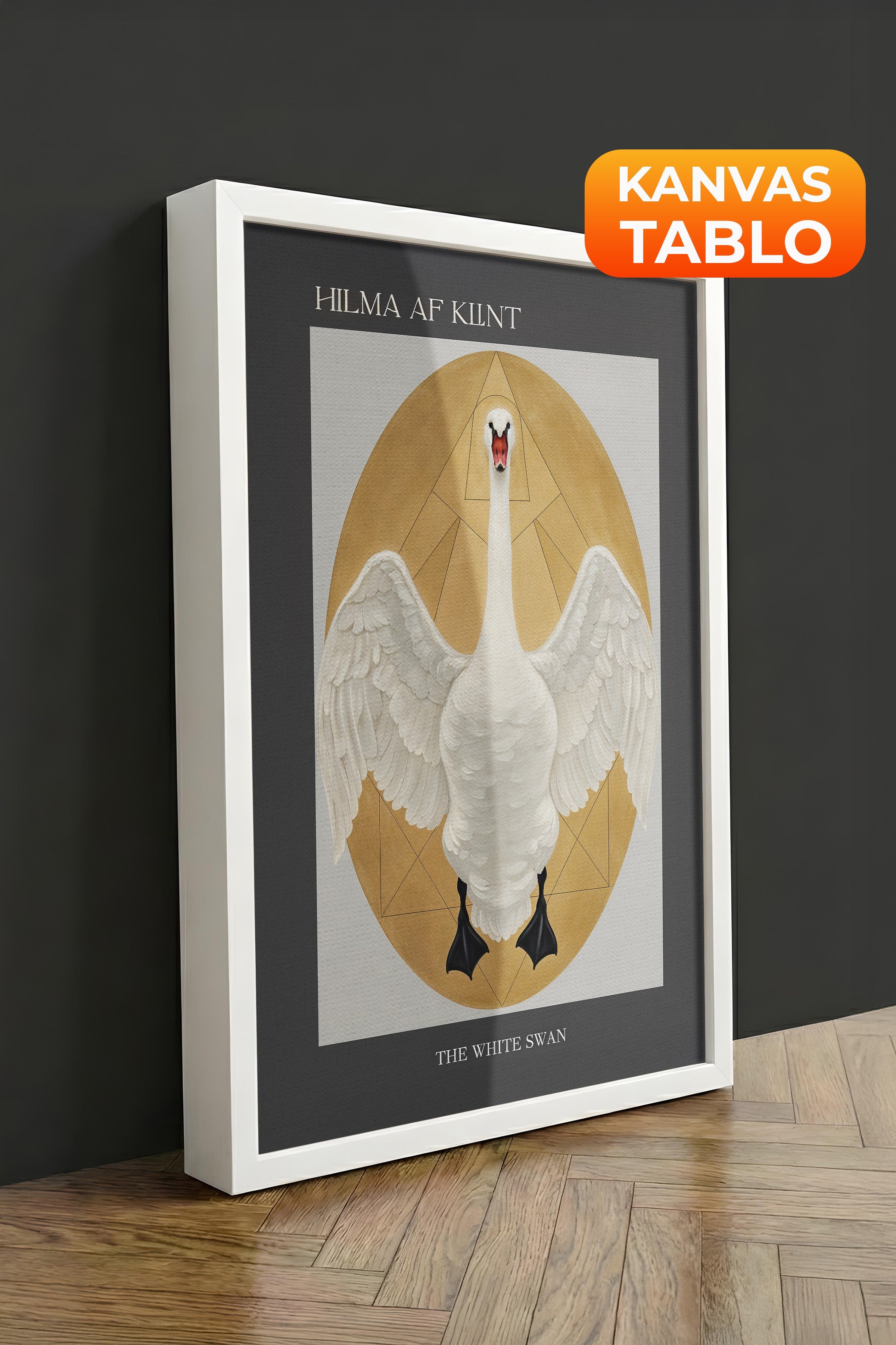 Duvar Tablosu, Lüks Beyaz Çerçeveli Kanvas Tablo, Ritüel Serisi, Kuş Tablo, NO:115230