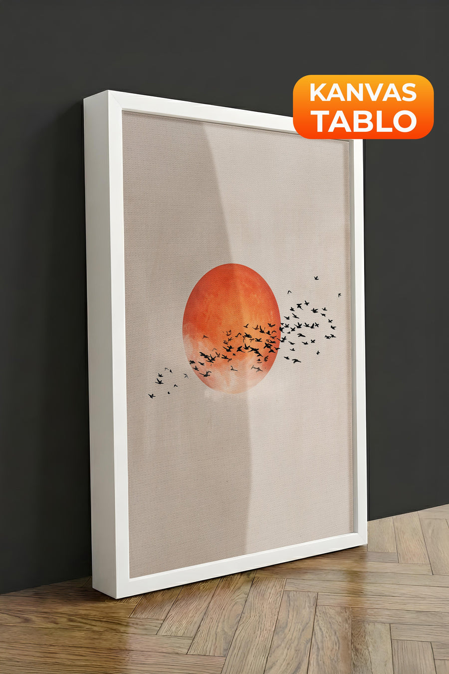 Duvar Tablosu, Lüks Beyaz Çerçeveli Kanvas Tablo, Ritüel Serisi, Kuş Tablo, NO:115231