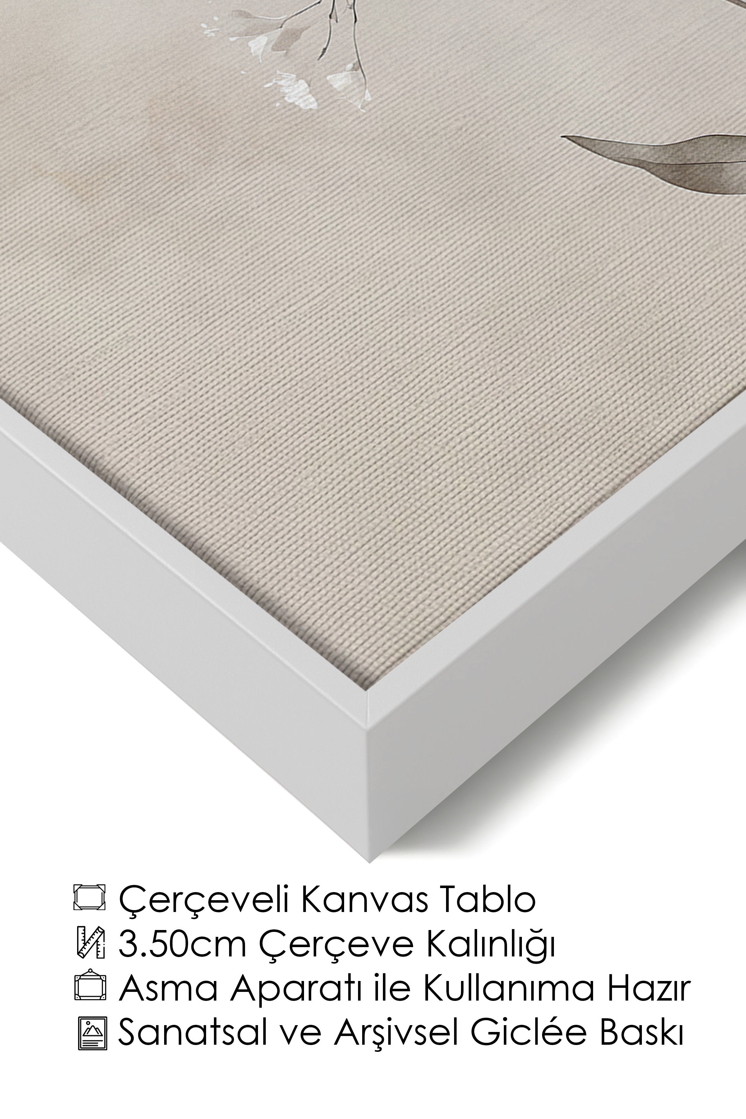 Duvar Tablosu, Lüks Beyaz Çerçeveli Kanvas Tablo, Ritüel Serisi, Kuş Tablo, NO:115239