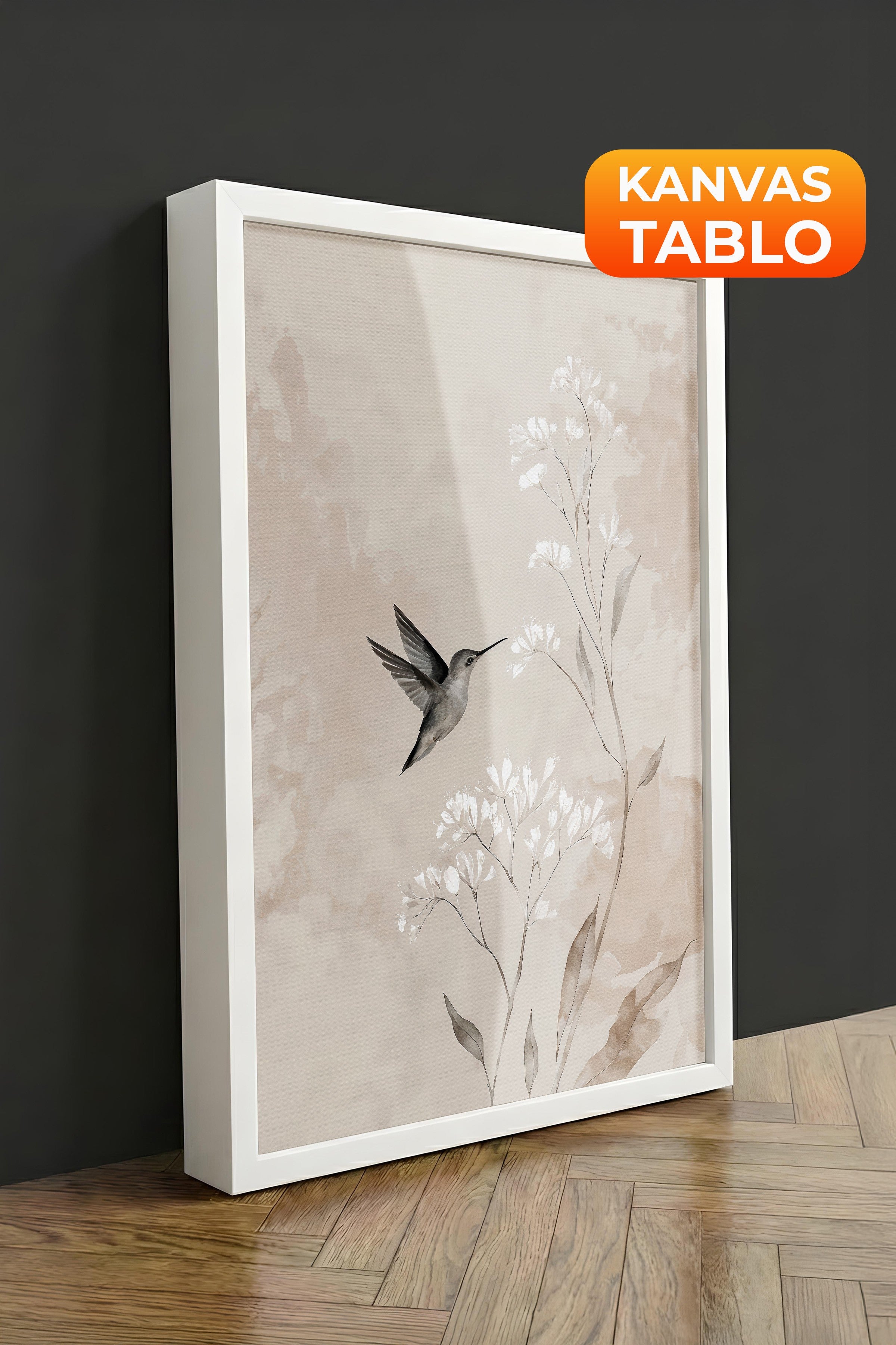 Duvar Tablosu, Lüks Beyaz Çerçeveli Kanvas Tablo, Ritüel Serisi, Kuş Tablo, NO:115239