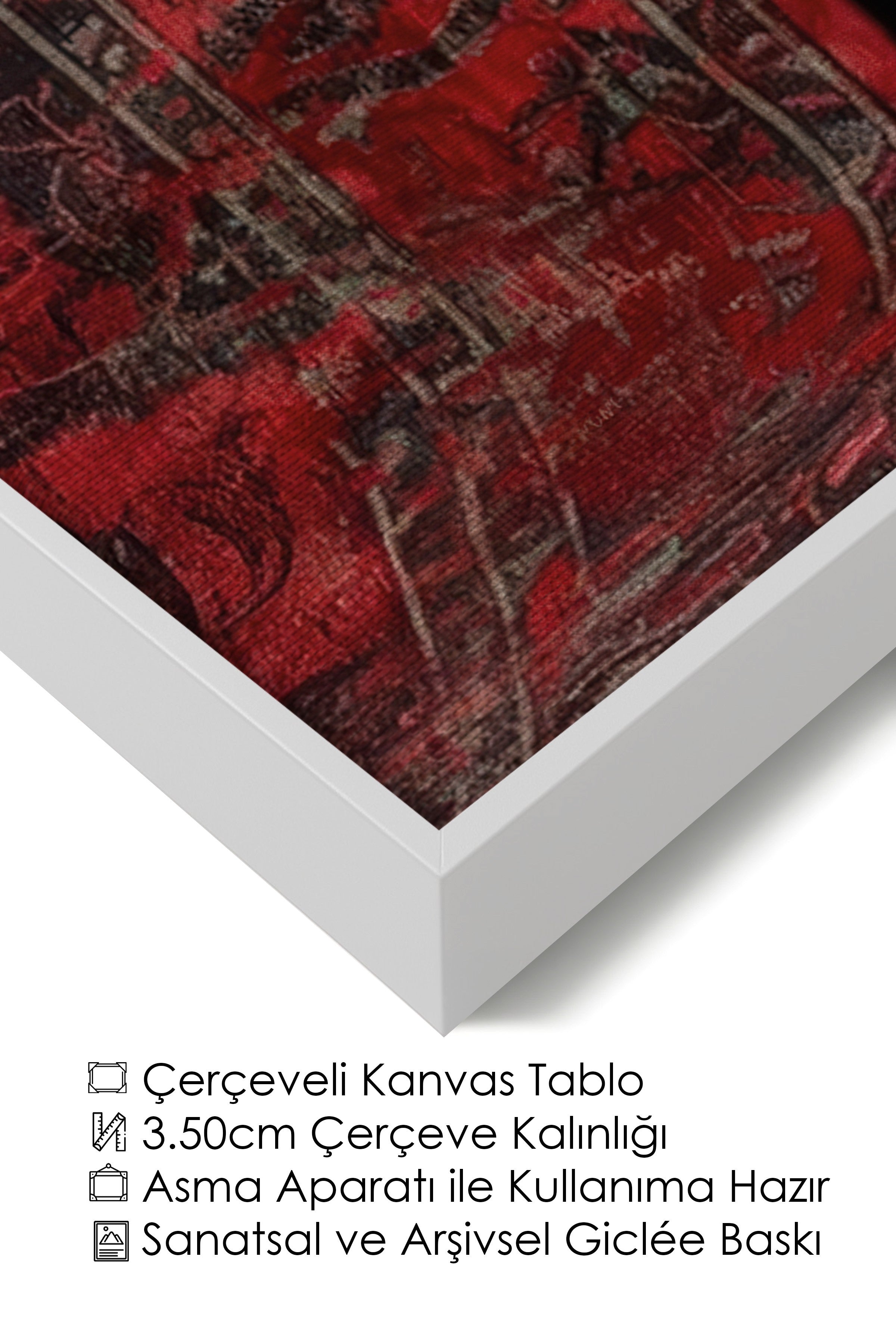 Duvar Tablosu, Lüks Beyaz Çerçeveli Kanvas Tablo, Ritüel Serisi, Leopar Tablo, NO:115238