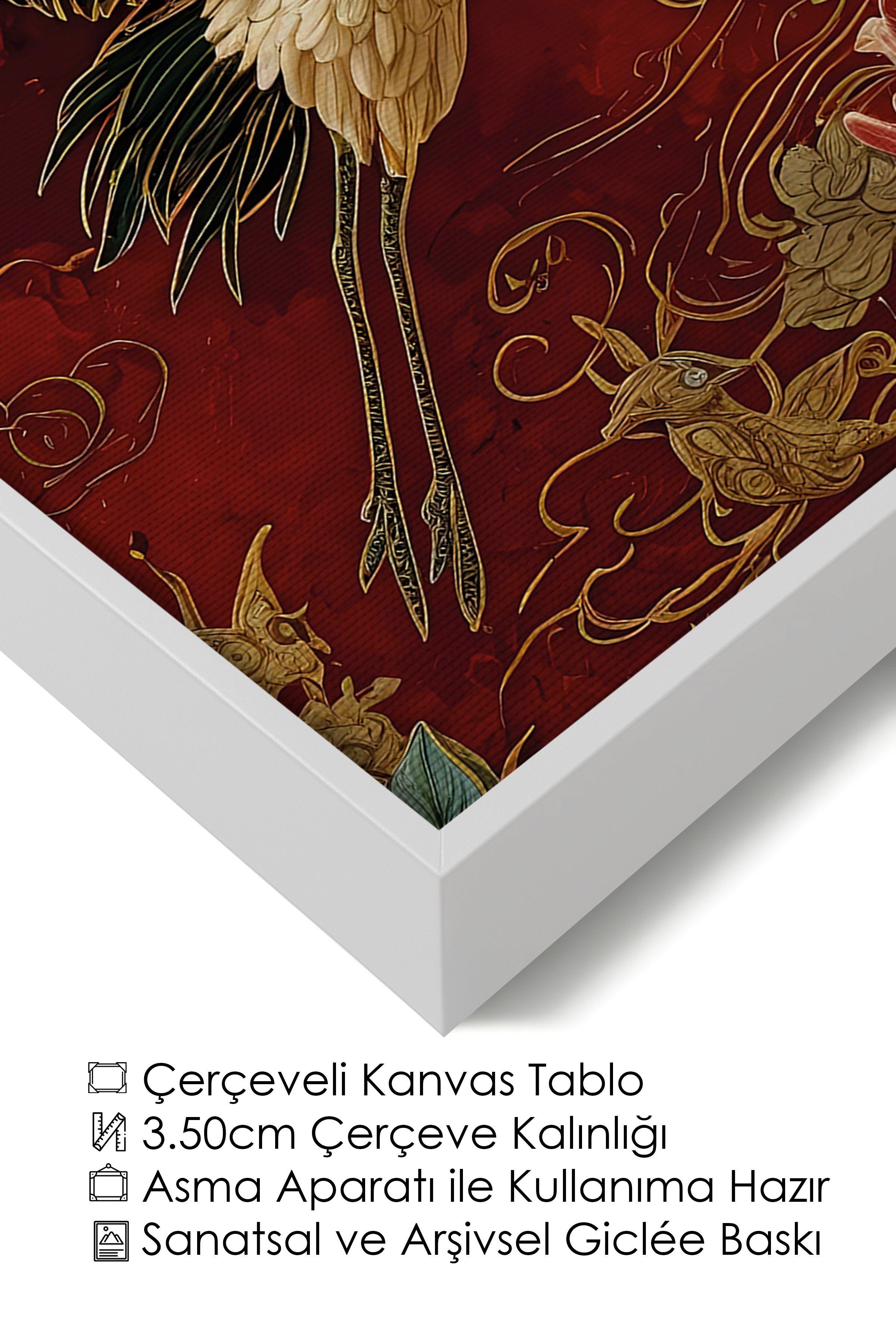 Duvar Tablosu, Lüks Beyaz Çerçeveli Kanvas Tablo, Ritüel Serisi, Leopar Tablo, NO:115252