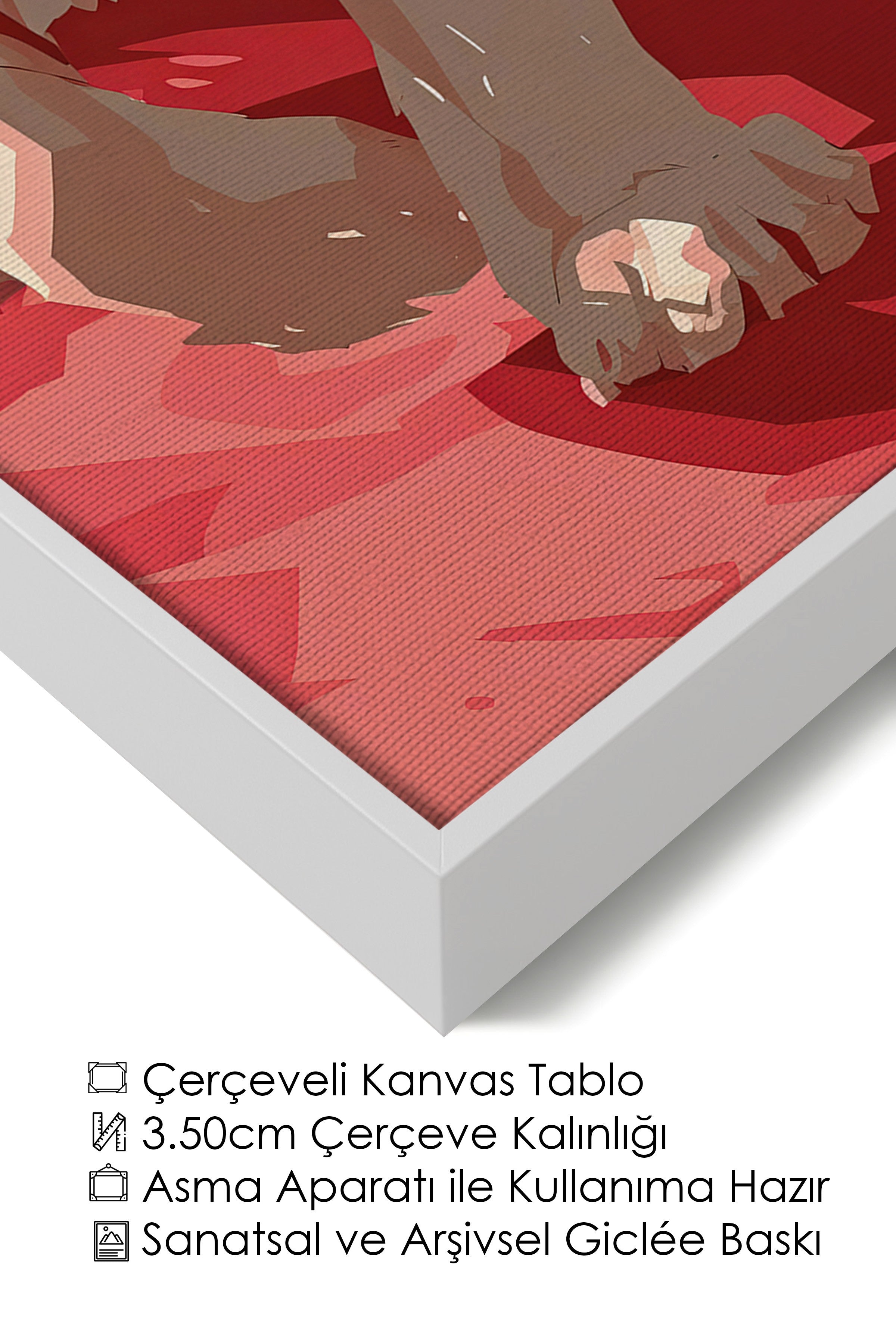 Duvar Tablosu, Lüks Beyaz Çerçeveli Kanvas Tablo, Ritüel Serisi, Leopar Tablo, NO:115262