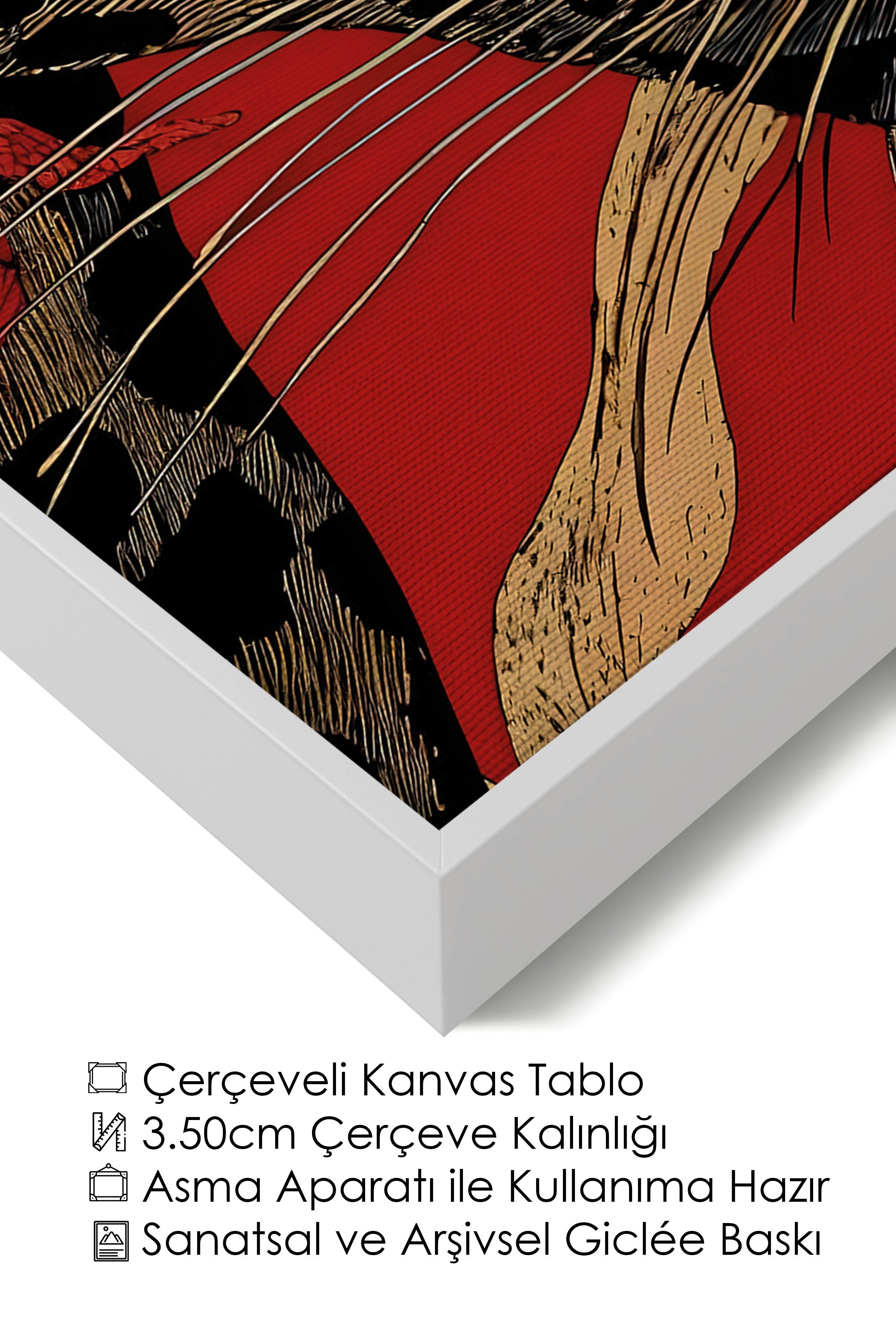 Duvar Tablosu, Lüks Beyaz Çerçeveli Kanvas Tablo, Ritüel Serisi, Leopar Tablo, NO:115270