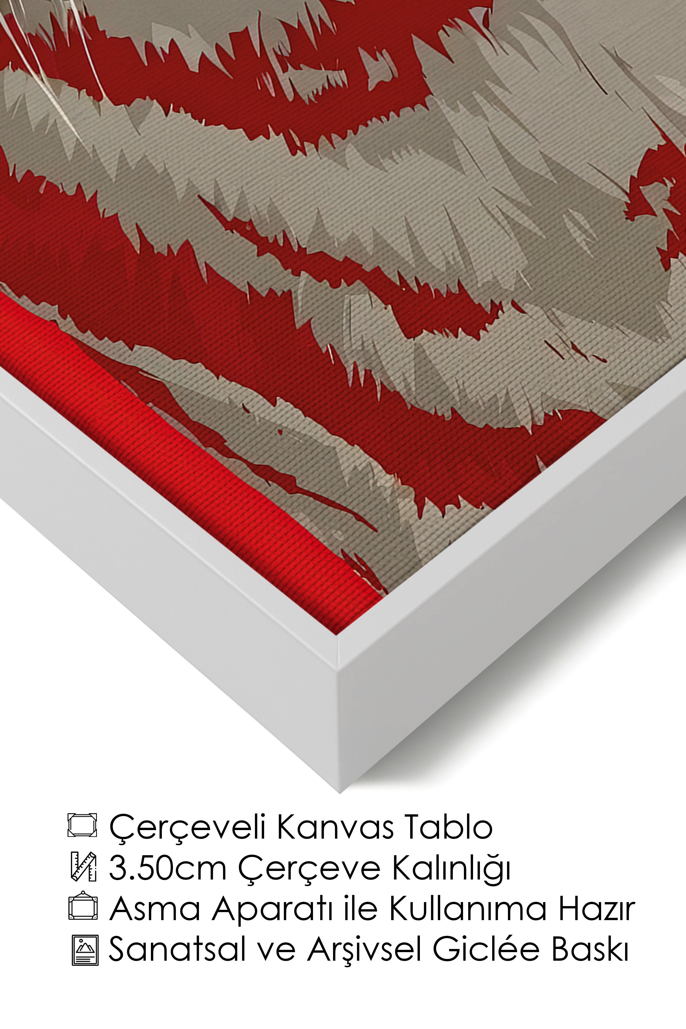 Duvar Tablosu, Lüks Beyaz Çerçeveli Kanvas Tablo, Ritüel Serisi, Leopar Tablo, NO:115275