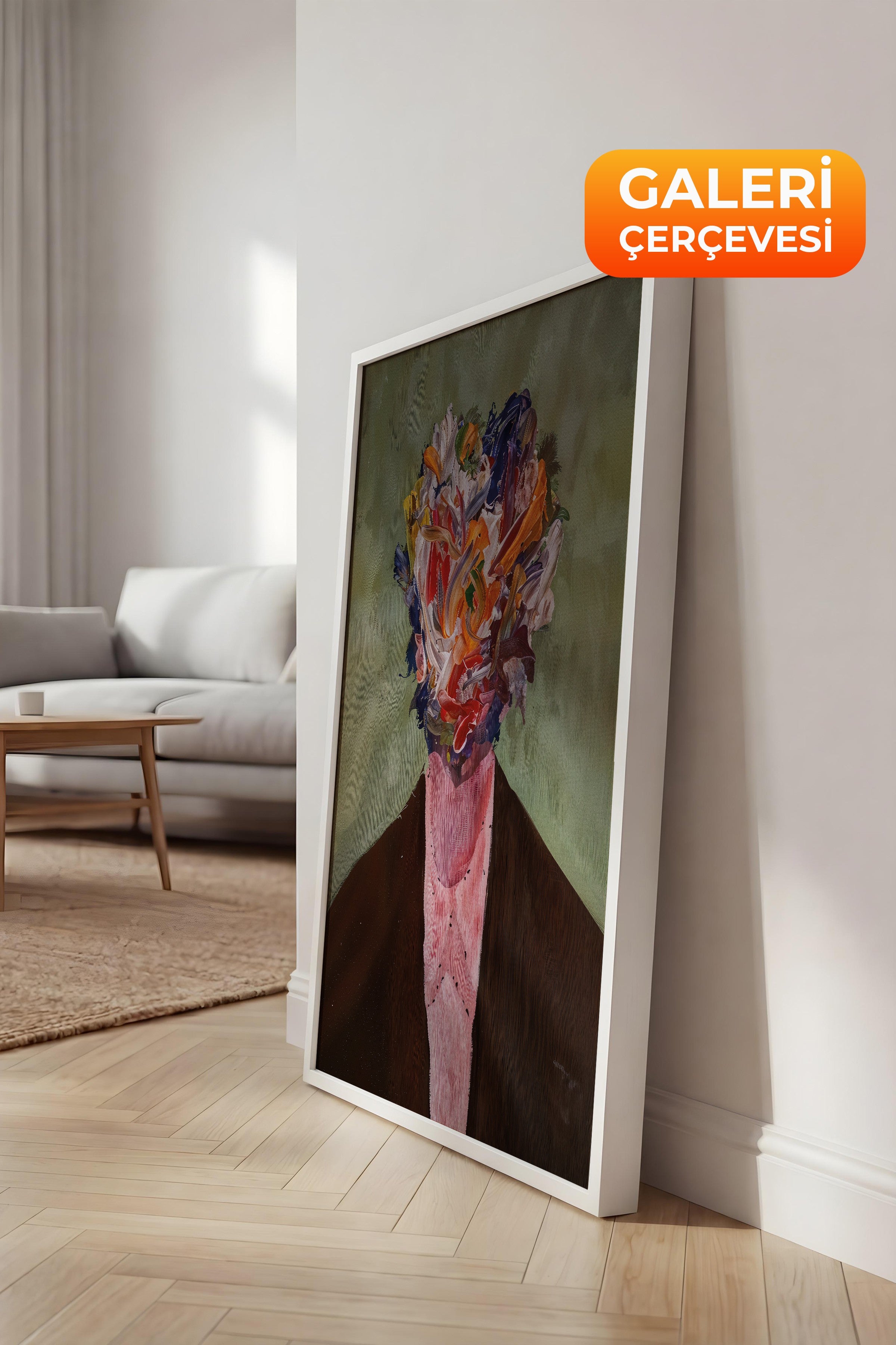 Duvar Tablosu, Lüks Beyaz Çerçeveli Kanvas Tablo, Ritüel Serisi, Maximalist Tablo, NO:115194