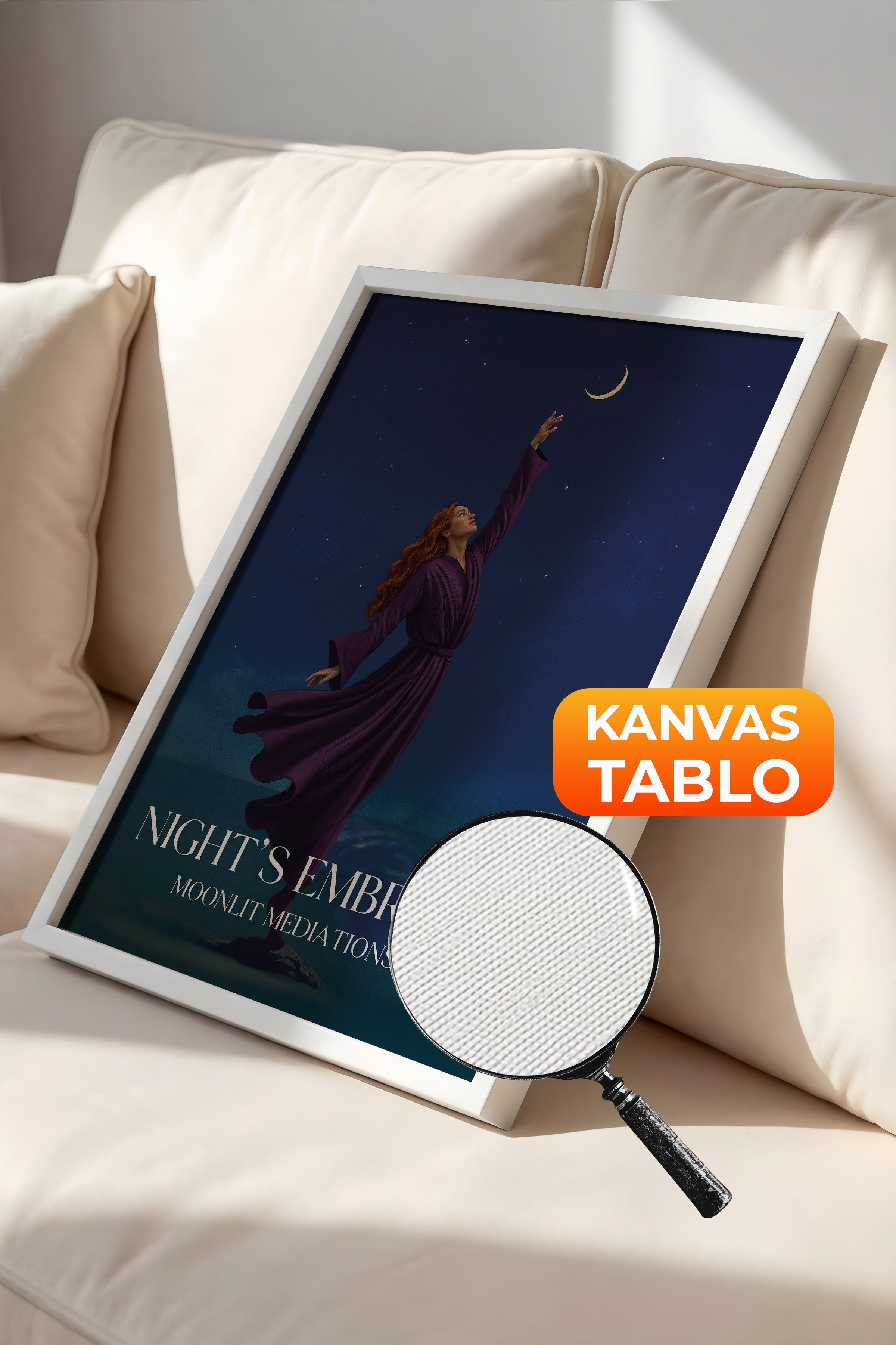 Duvar Tablosu, Lüks Beyaz Çerçeveli Kanvas Tablo, Ritüel Serisi, Maximalist Tablo, NO:115201