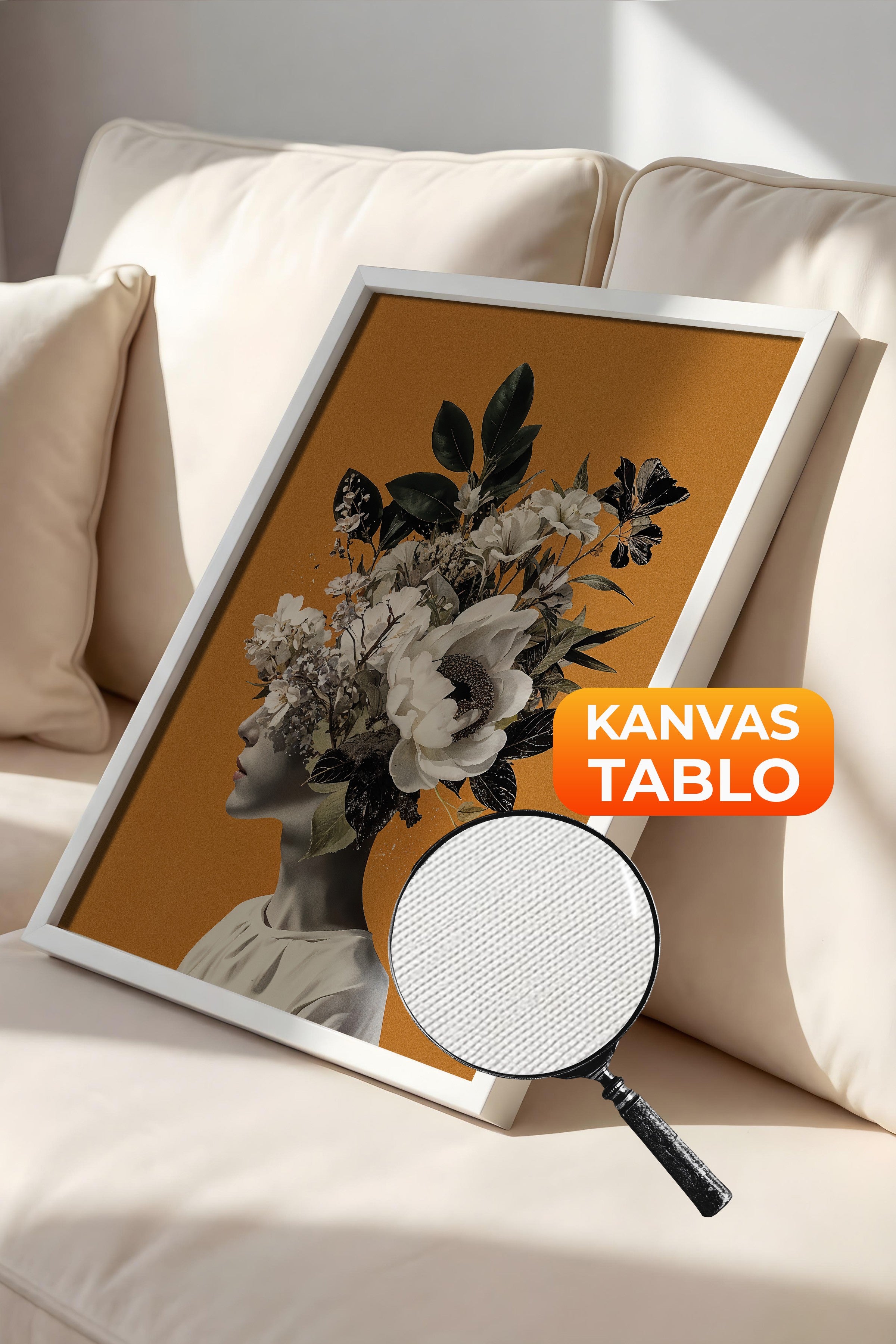 Duvar Tablosu, Lüks Beyaz Çerçeveli Kanvas Tablo, Ritüel Serisi, NO:115226