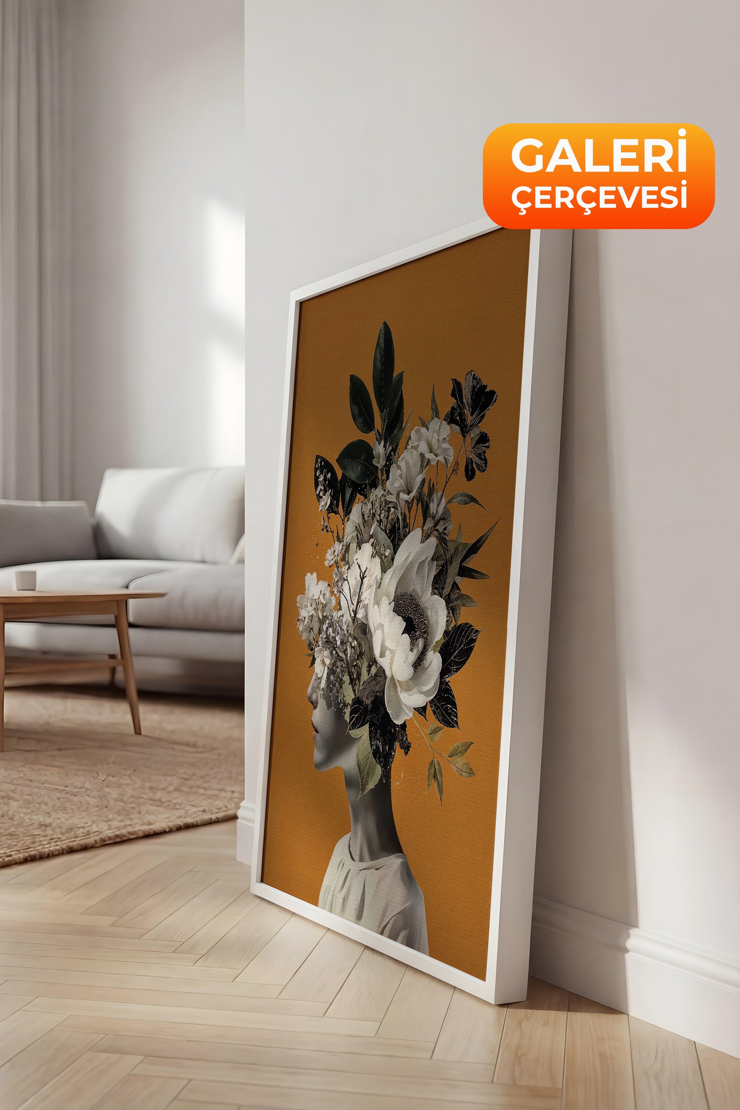 Duvar Tablosu, Lüks Beyaz Çerçeveli Kanvas Tablo, Ritüel Serisi, NO:115226