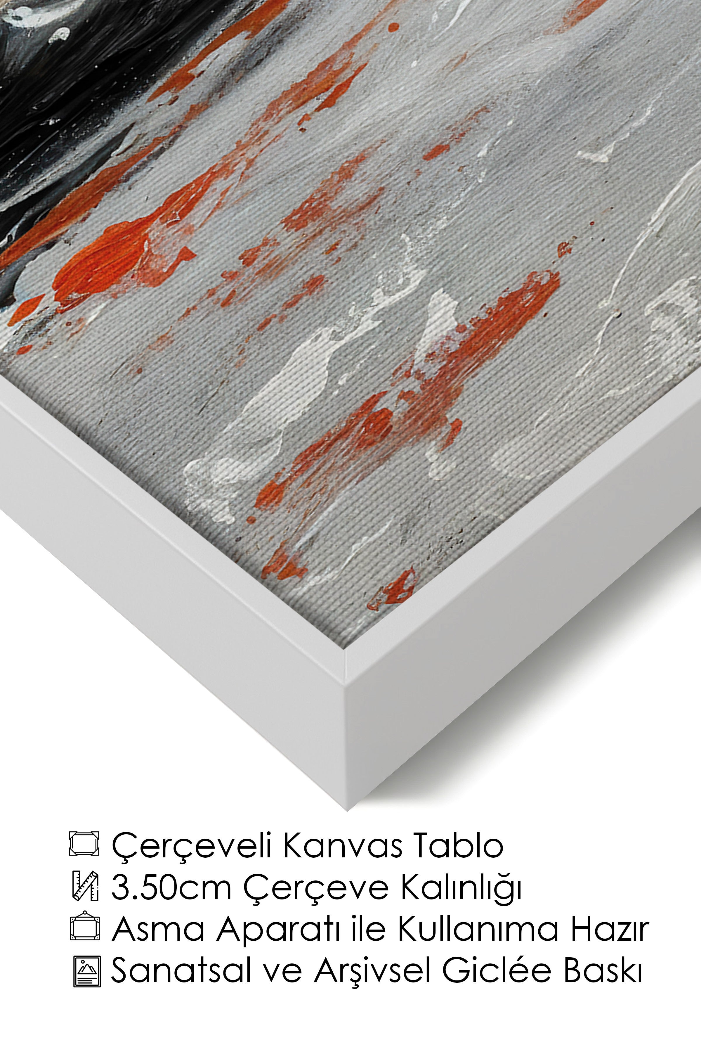 Duvar Tablosu, Lüks Beyaz Çerçeveli Kanvas Tablo, Ritüel Serisi, Yağlıboya Tablo, NO:115217