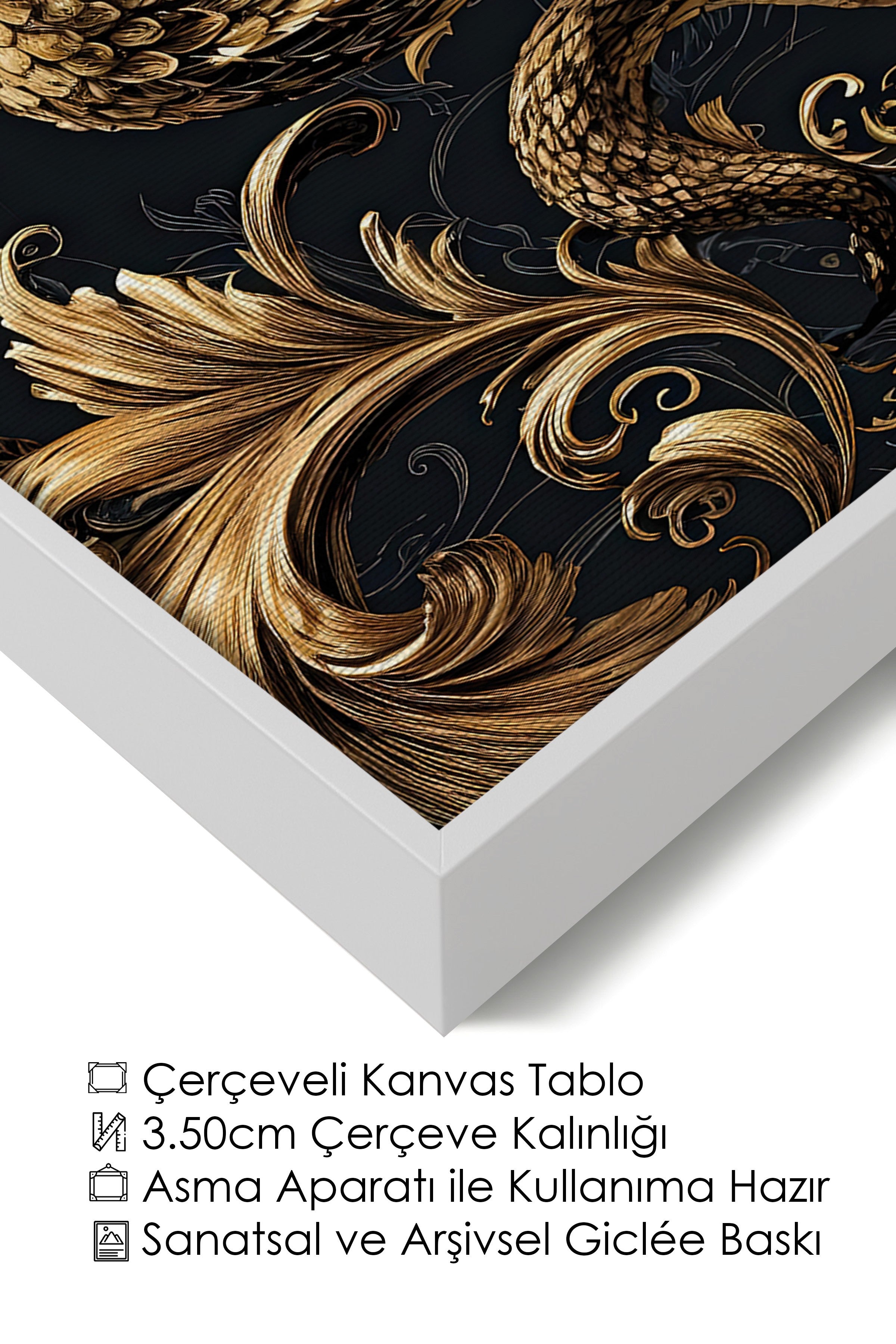 Duvar Tablosu, Lüks Beyaz Çerçeveli Kanvas Tablo, Ritüel Serisi, Yılan Tablo, NO:115249