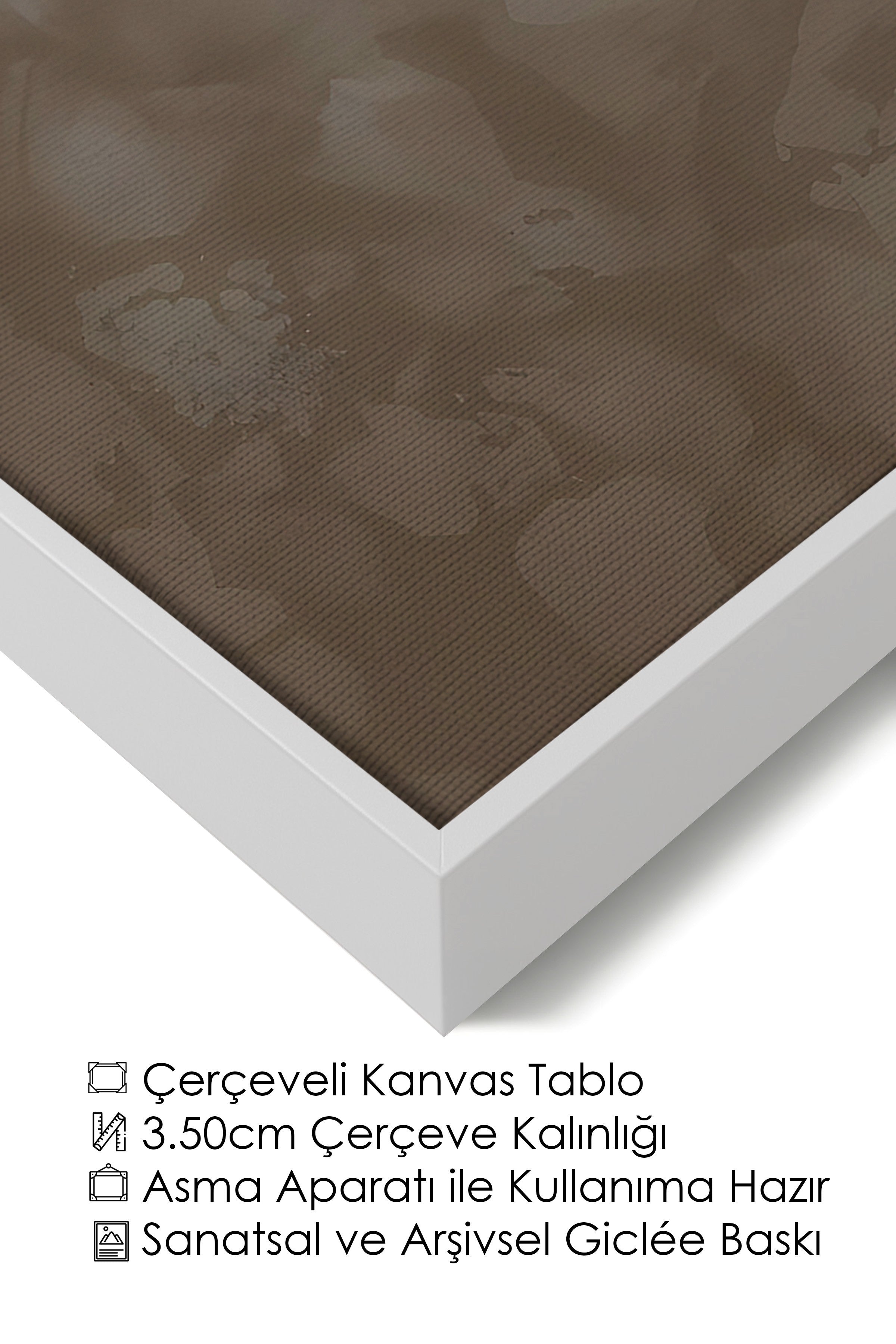 Duvar Tablosu, Lüks Beyaz Çerçeveli Kanvas Tablo, Ritüel Serisi, Zürafa Tablo, NO:115257