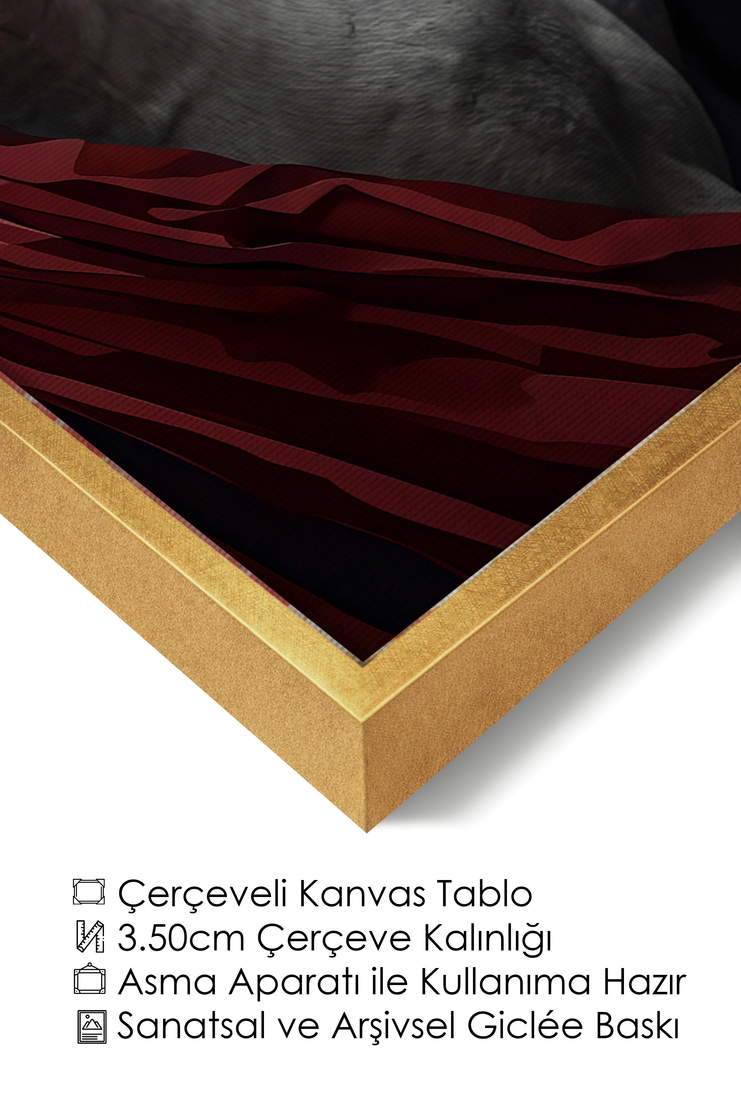 Duvar Tablosu, Lüks Gold Çerçeveli Kanvas Tablo, Ritüel Serisi, At Tablo, NO:115189