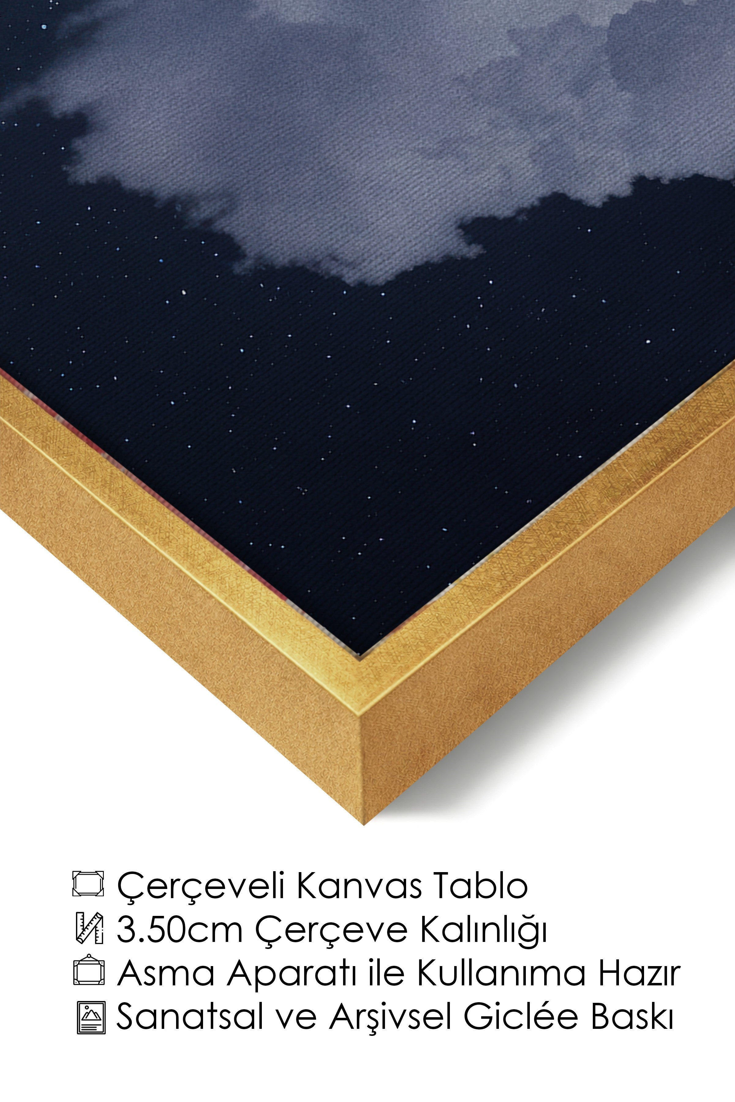 Duvar Tablosu, Lüks Gold Çerçeveli Kanvas Tablo, Ritüel Serisi, Bulut Tablo, NO:115203