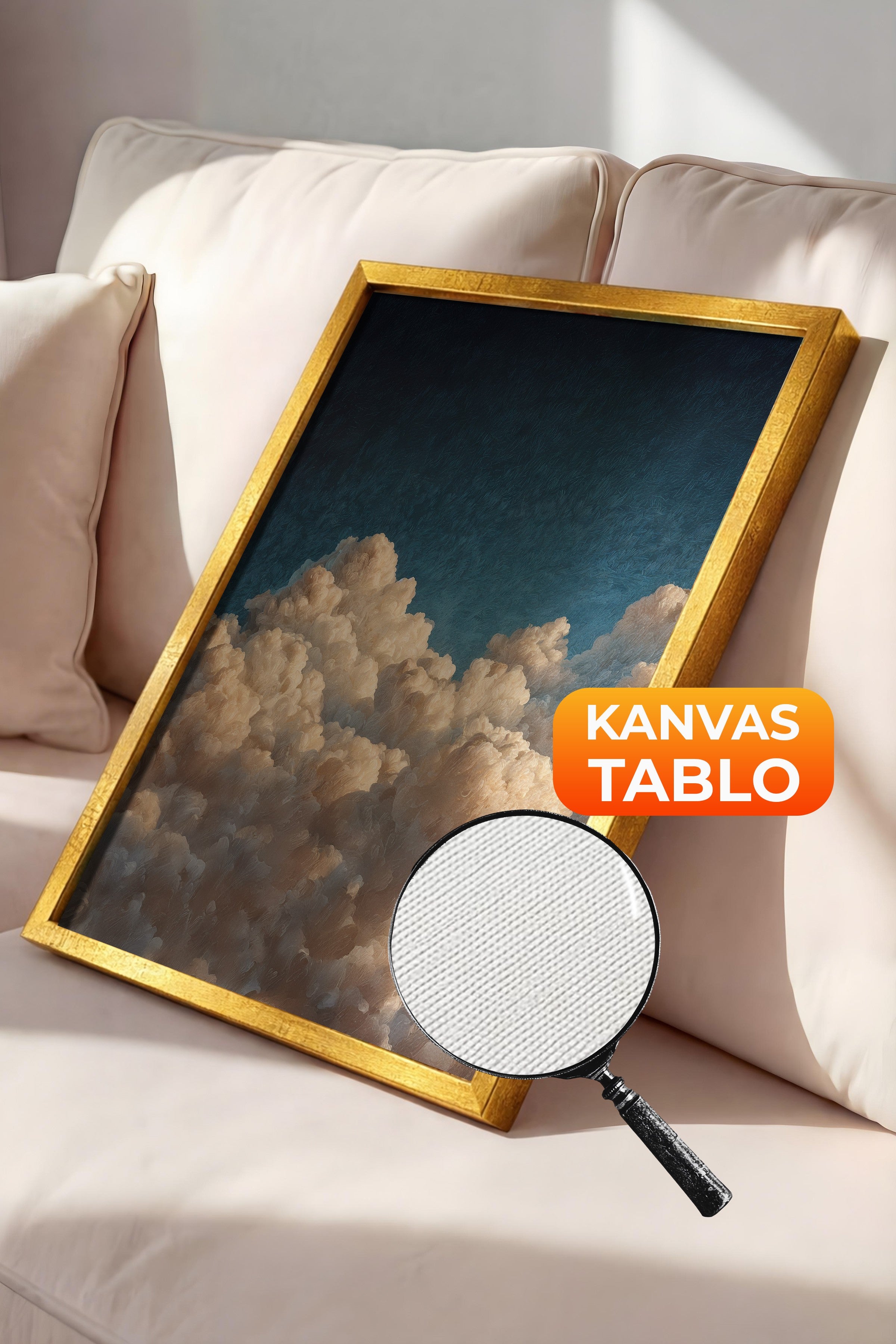 Duvar Tablosu, Lüks Gold Çerçeveli Kanvas Tablo, Ritüel Serisi, Bulut Tablo, NO:115242