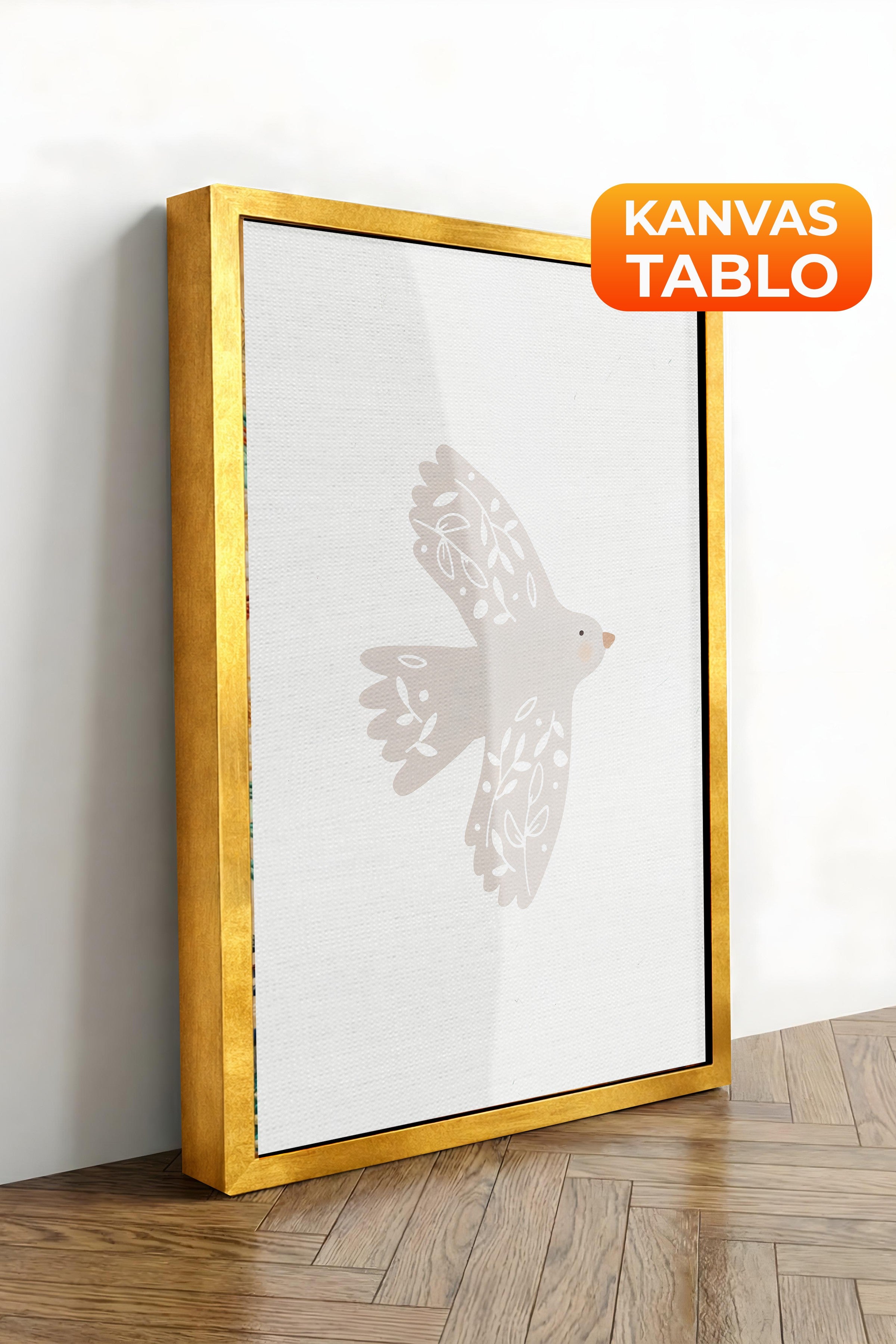 Duvar Tablosu, Lüks Gold Çerçeveli Kanvas Tablo, Ritüel Serisi, Kuş Tablo, NO:115186