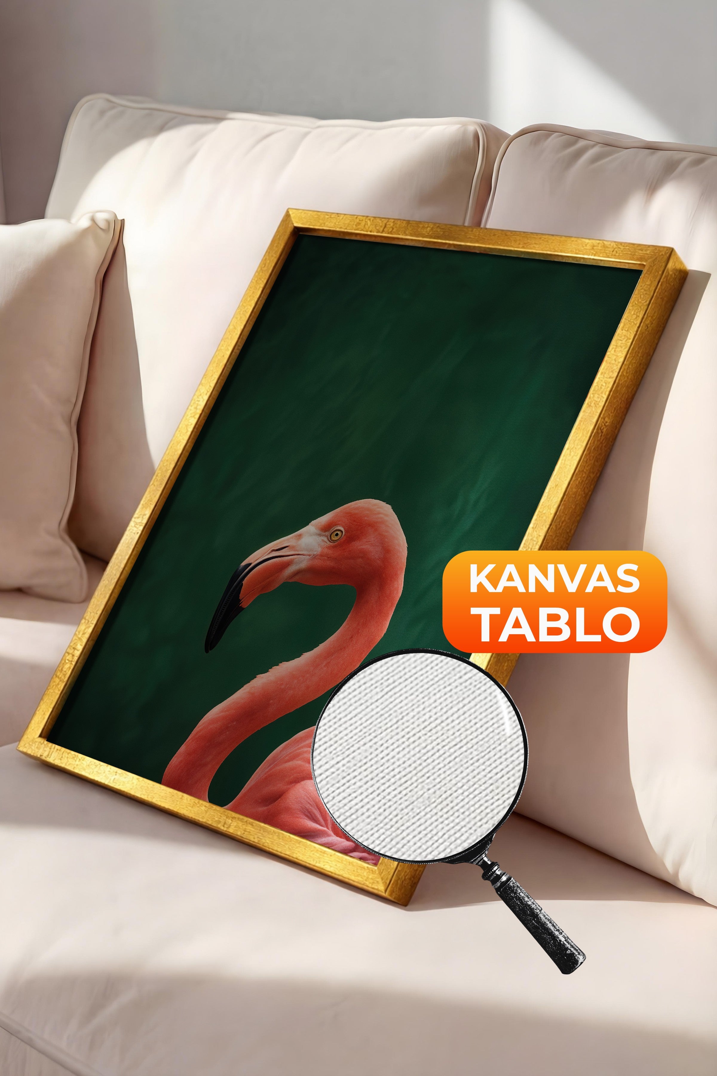 Duvar Tablosu, Lüks Gold Çerçeveli Kanvas Tablo, Ritüel Serisi, Kuş Tablo, NO:115198