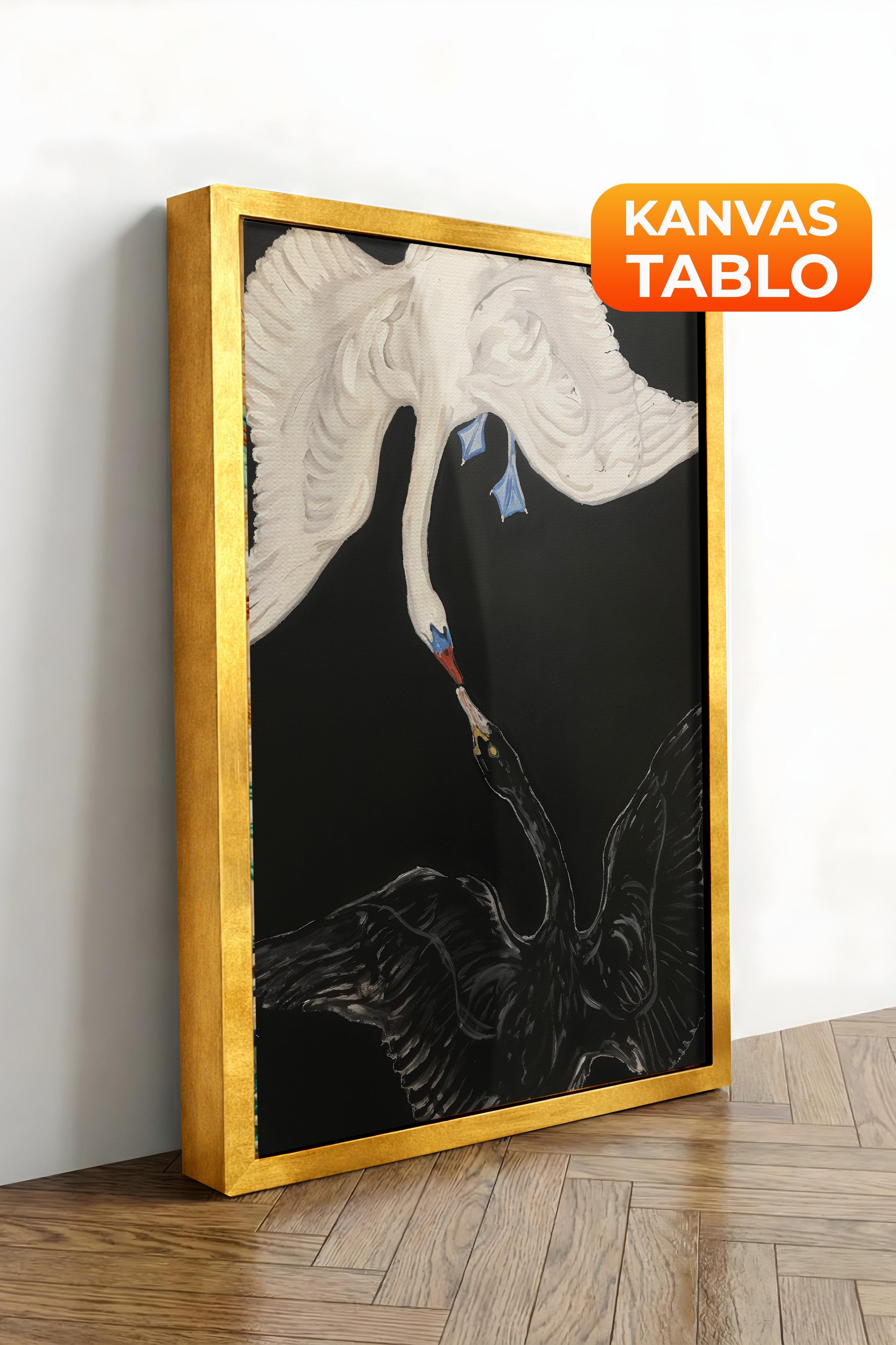 Duvar Tablosu, Lüks Gold Çerçeveli Kanvas Tablo, Ritüel Serisi, Kuş Tablo, NO:115199