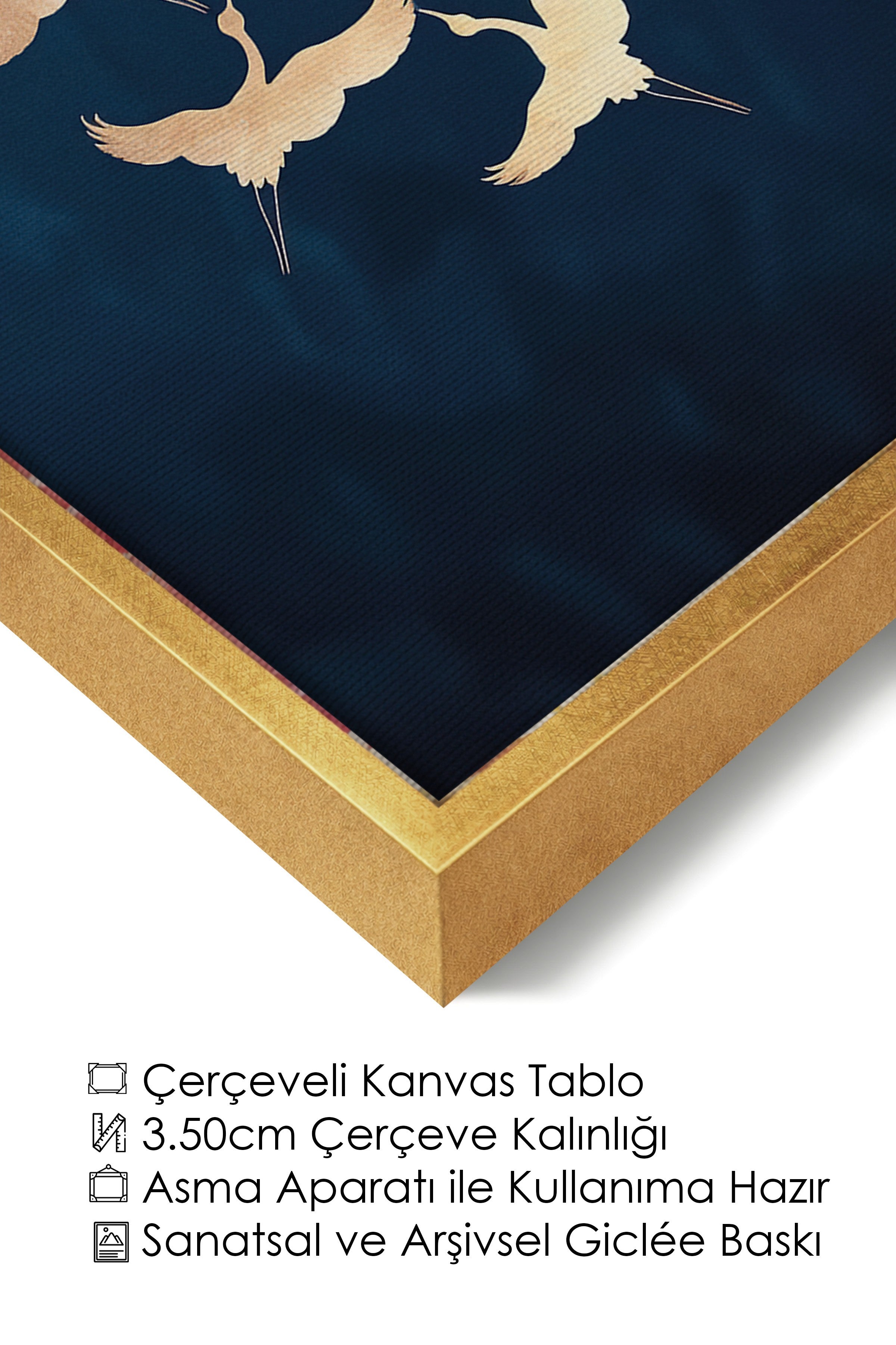 Duvar Tablosu, Lüks Gold Çerçeveli Kanvas Tablo, Ritüel Serisi, Kuş Tablo, NO:115200
