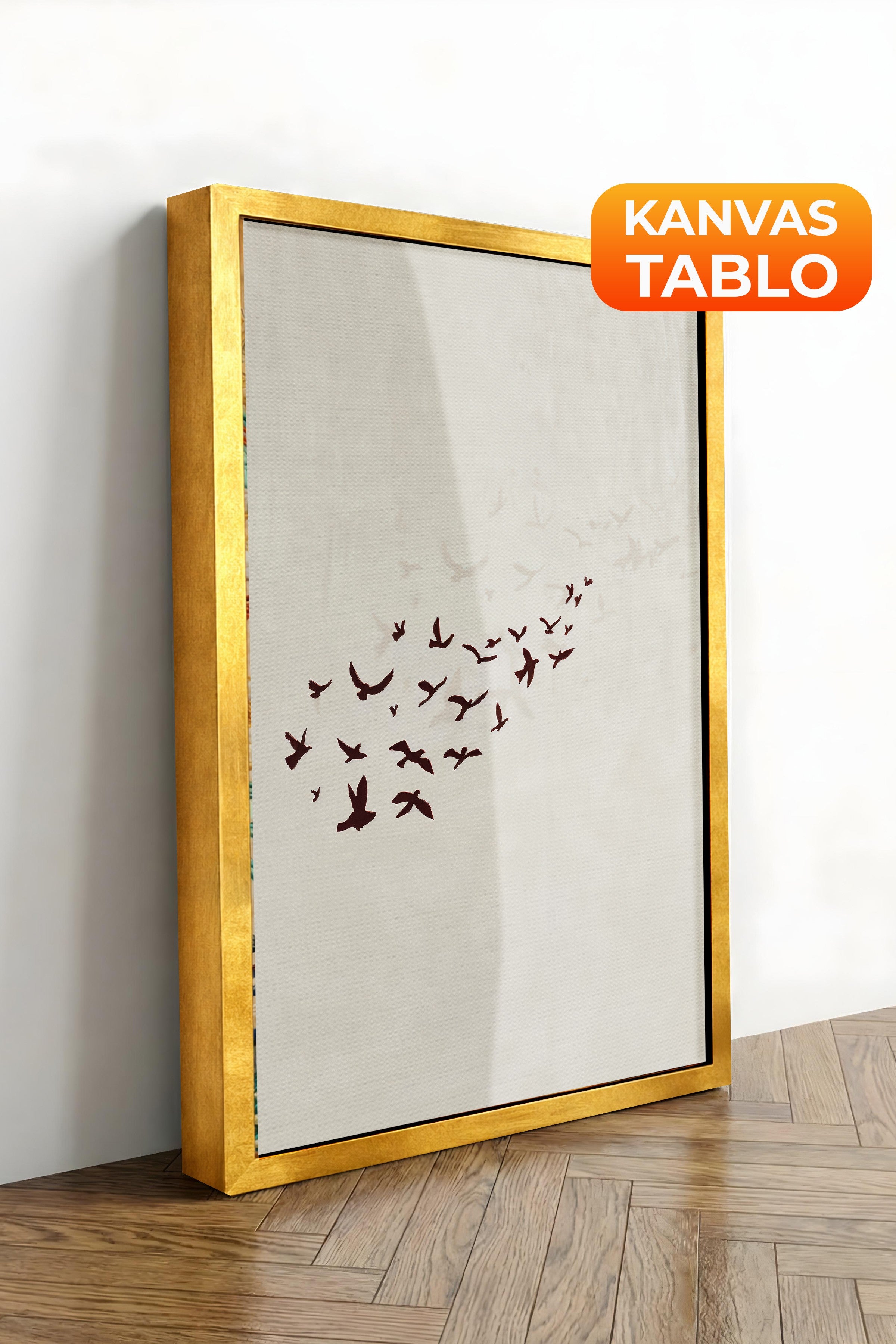 Duvar Tablosu, Lüks Gold Çerçeveli Kanvas Tablo, Ritüel Serisi, Kuş Tablo, NO:115204