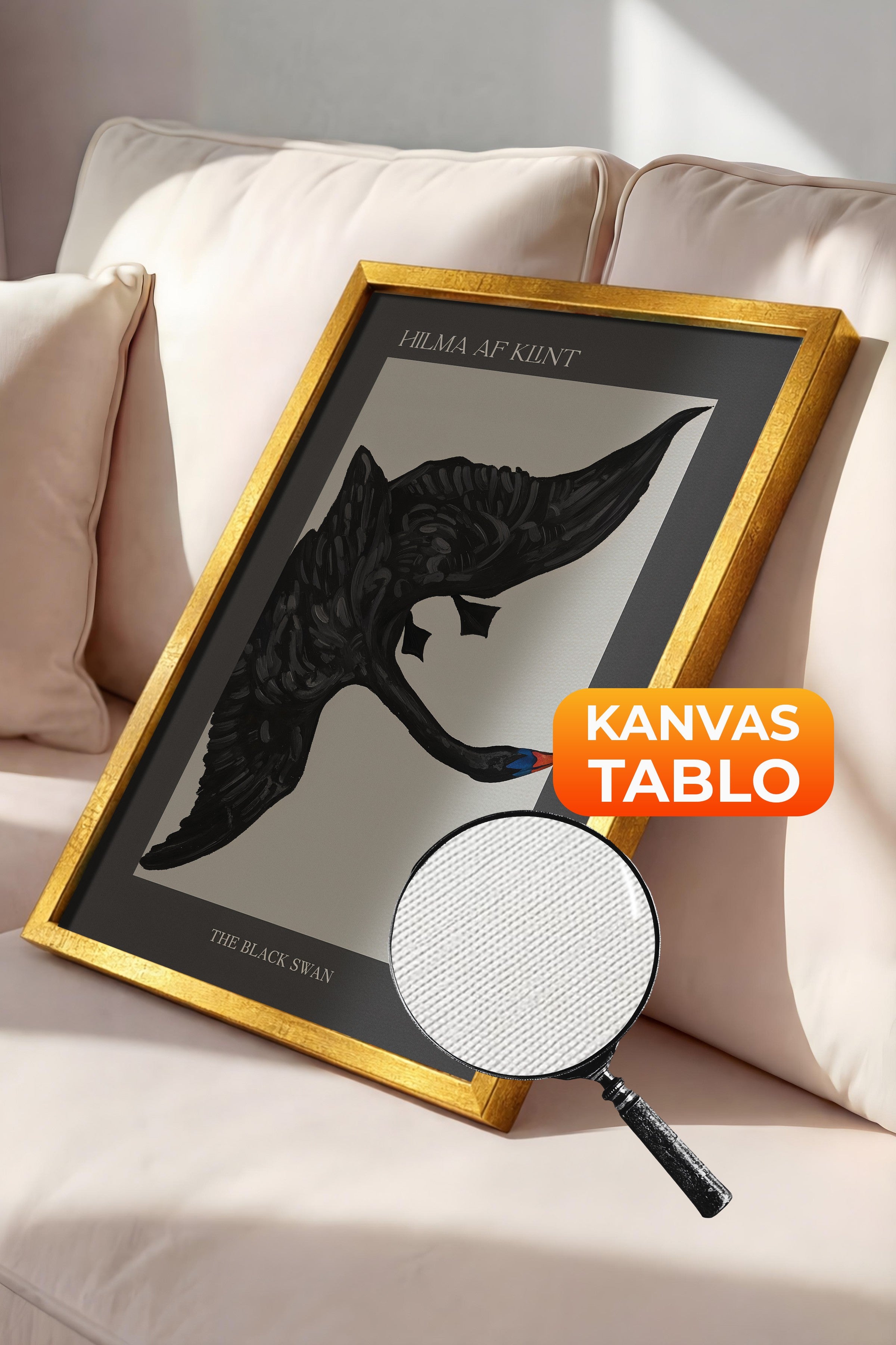 Duvar Tablosu, Lüks Gold Çerçeveli Kanvas Tablo, Ritüel Serisi, Kuş Tablo, NO:115208