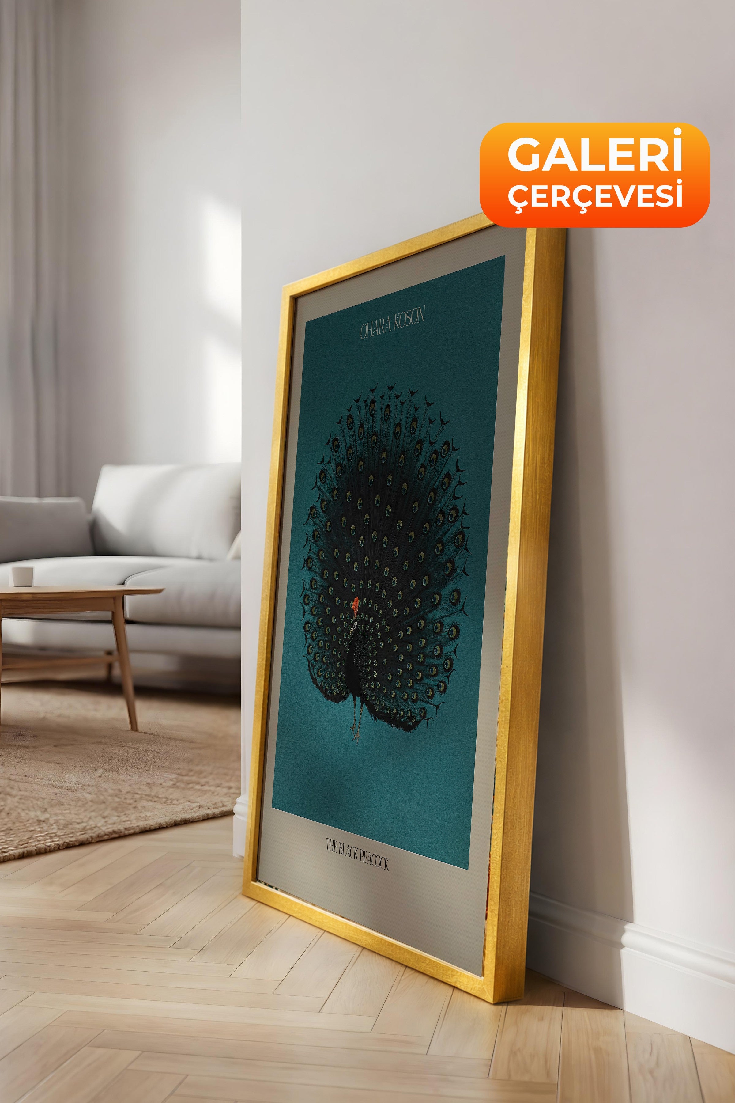 Duvar Tablosu, Lüks Gold Çerçeveli Kanvas Tablo, Ritüel Serisi, Kuş Tablo, NO:115211