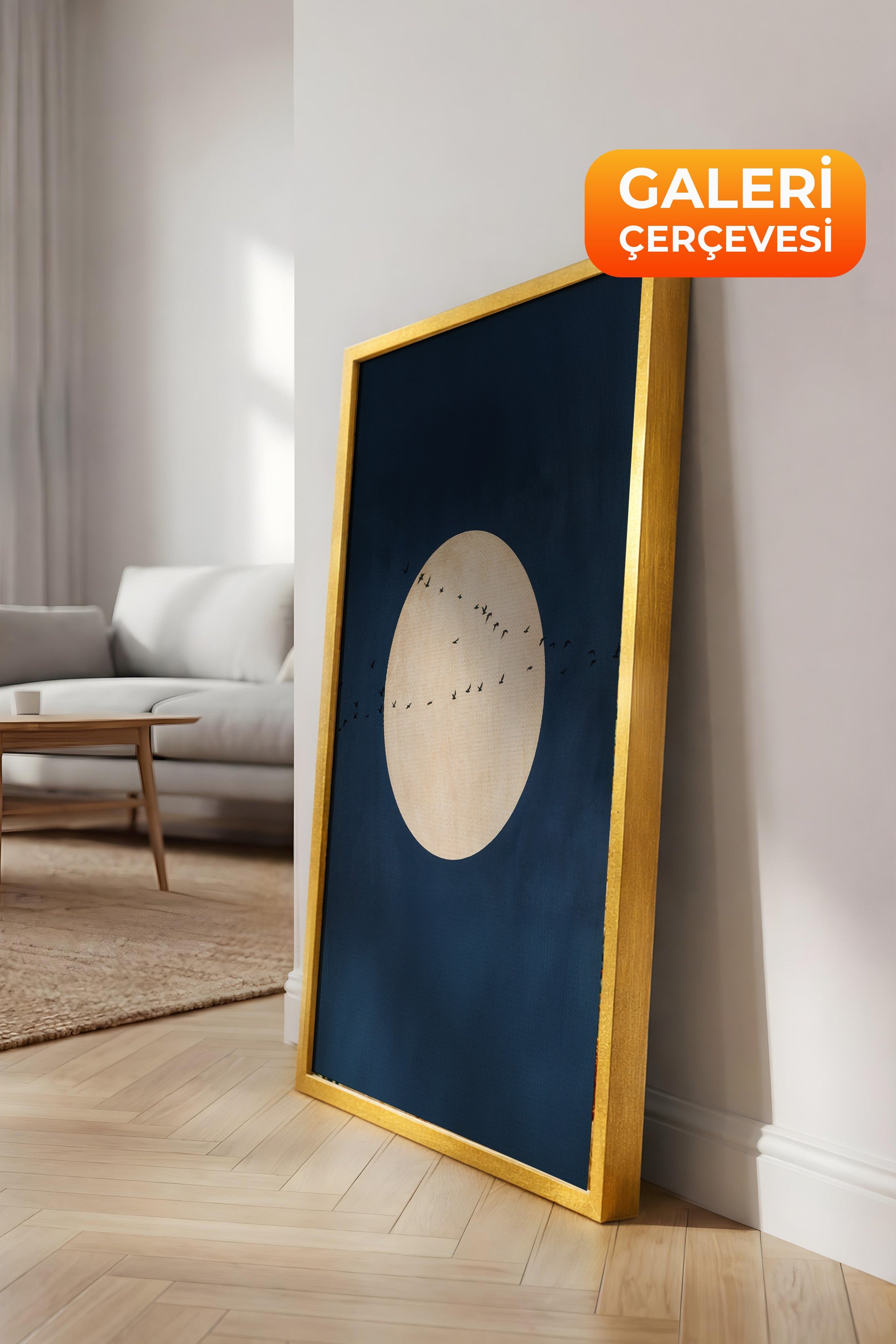 Duvar Tablosu, Lüks Gold Çerçeveli Kanvas Tablo, Ritüel Serisi, Kuş Tablo, NO:115212