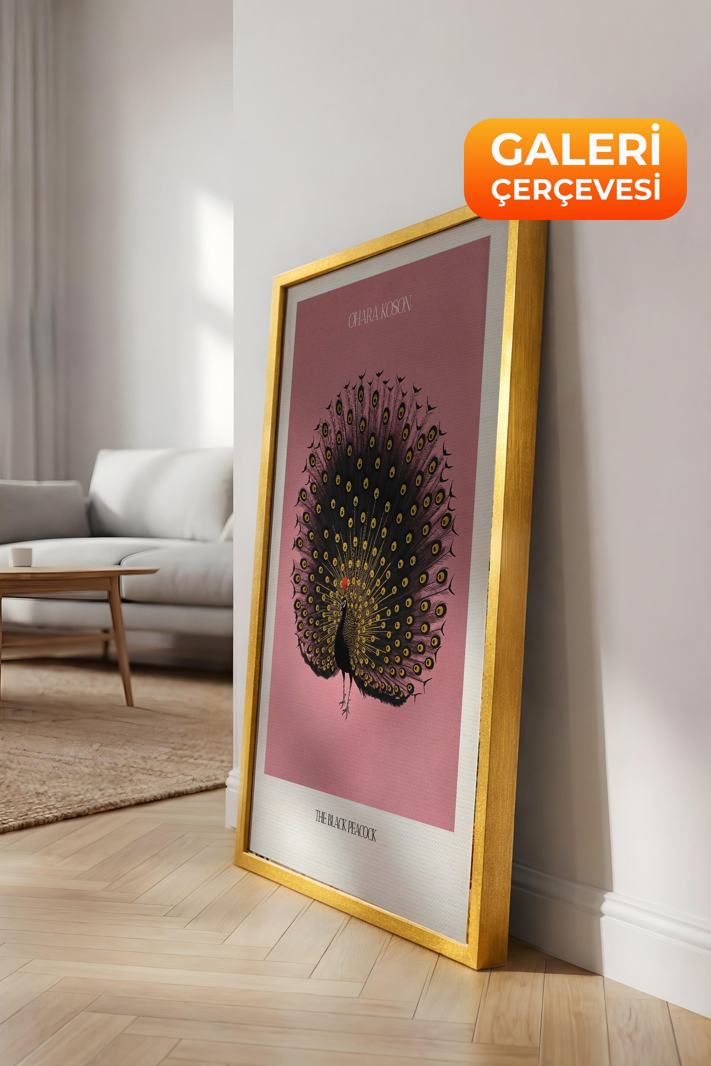 Duvar Tablosu, Lüks Gold Çerçeveli Kanvas Tablo, Ritüel Serisi, Kuş Tablo, NO:115214