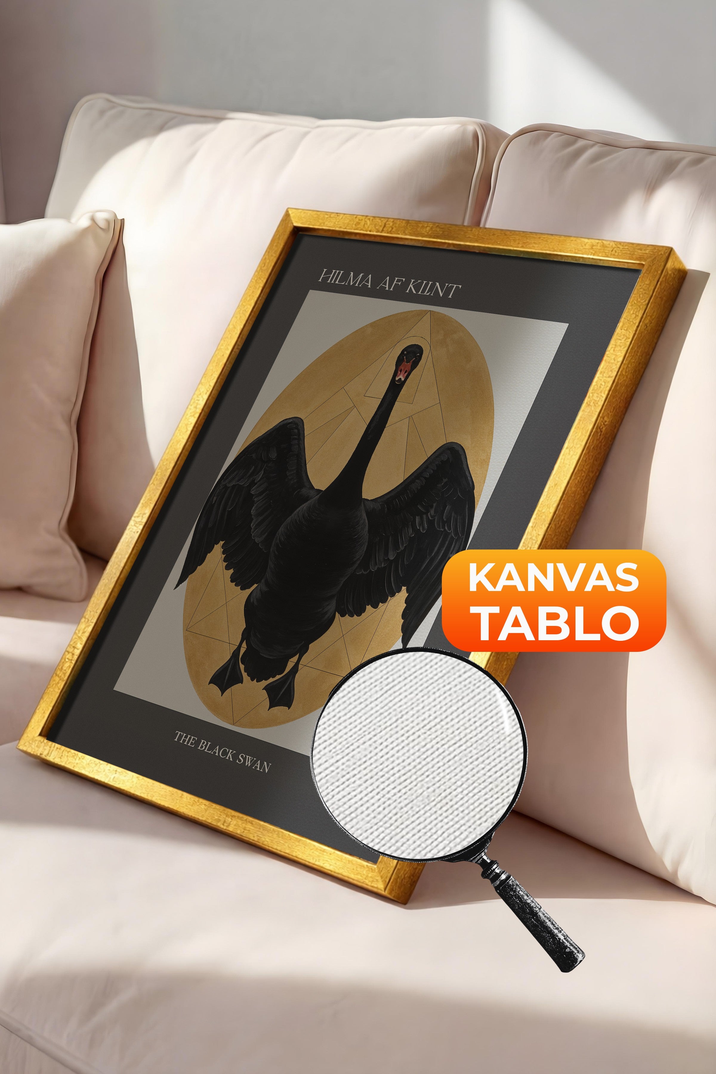 Duvar Tablosu, Lüks Gold Çerçeveli Kanvas Tablo, Ritüel Serisi, Kuş Tablo, NO:115216