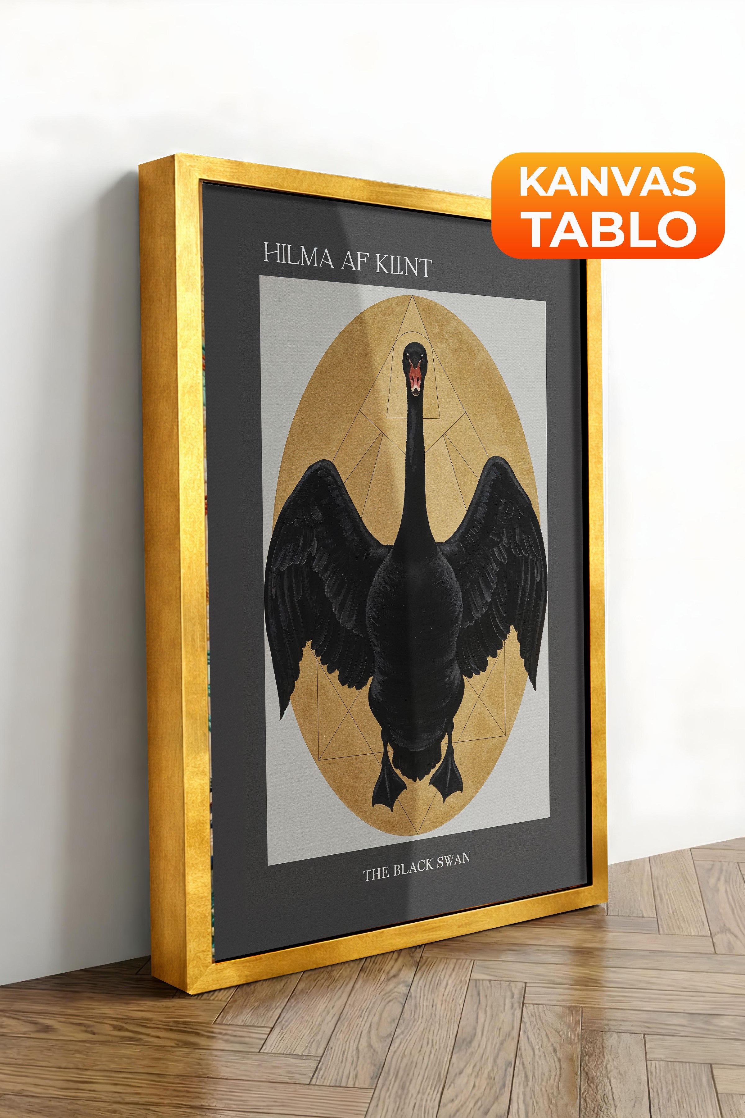 Duvar Tablosu, Lüks Gold Çerçeveli Kanvas Tablo, Ritüel Serisi, Kuş Tablo, NO:115216