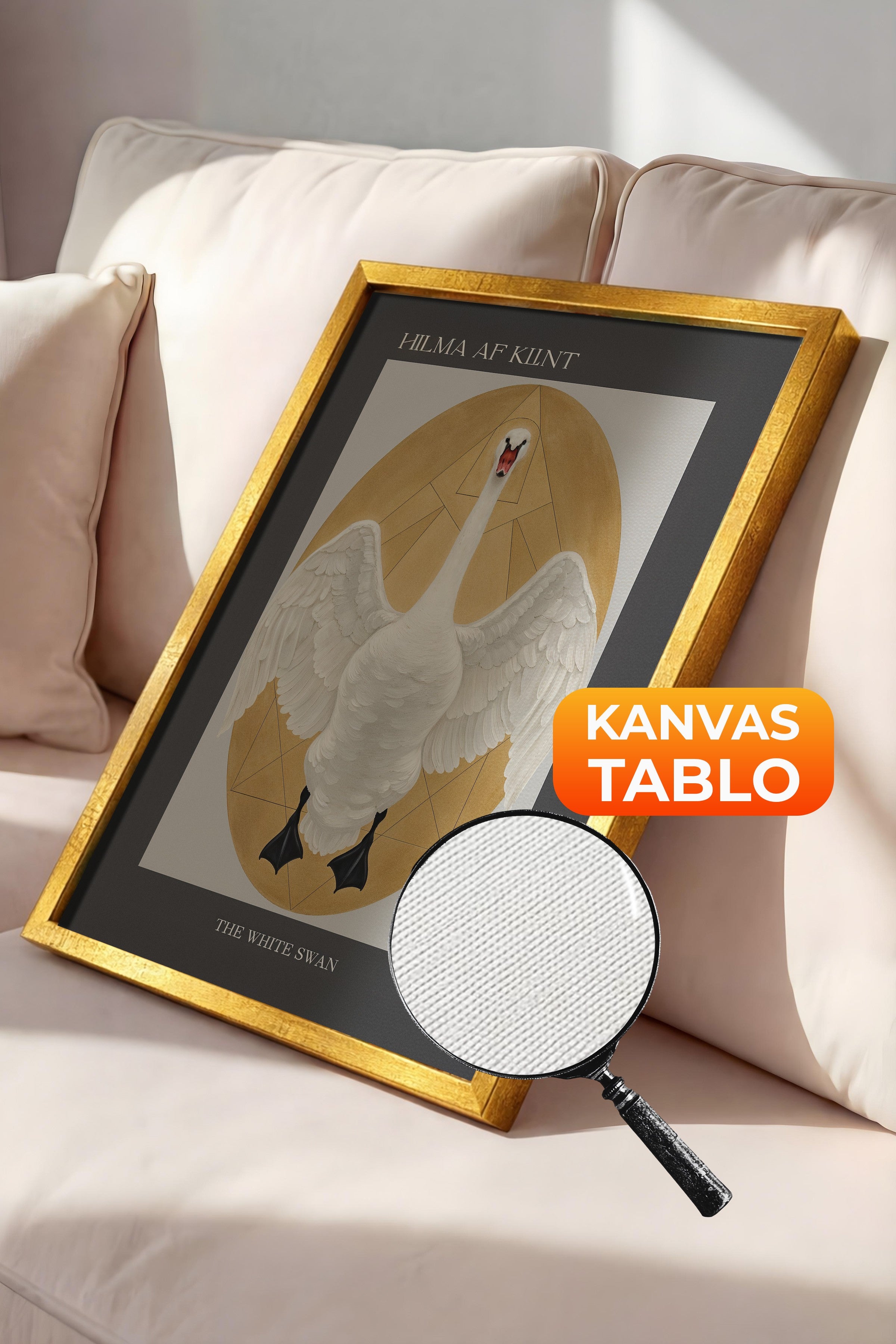 Duvar Tablosu, Lüks Gold Çerçeveli Kanvas Tablo, Ritüel Serisi, Kuş Tablo, NO:115230