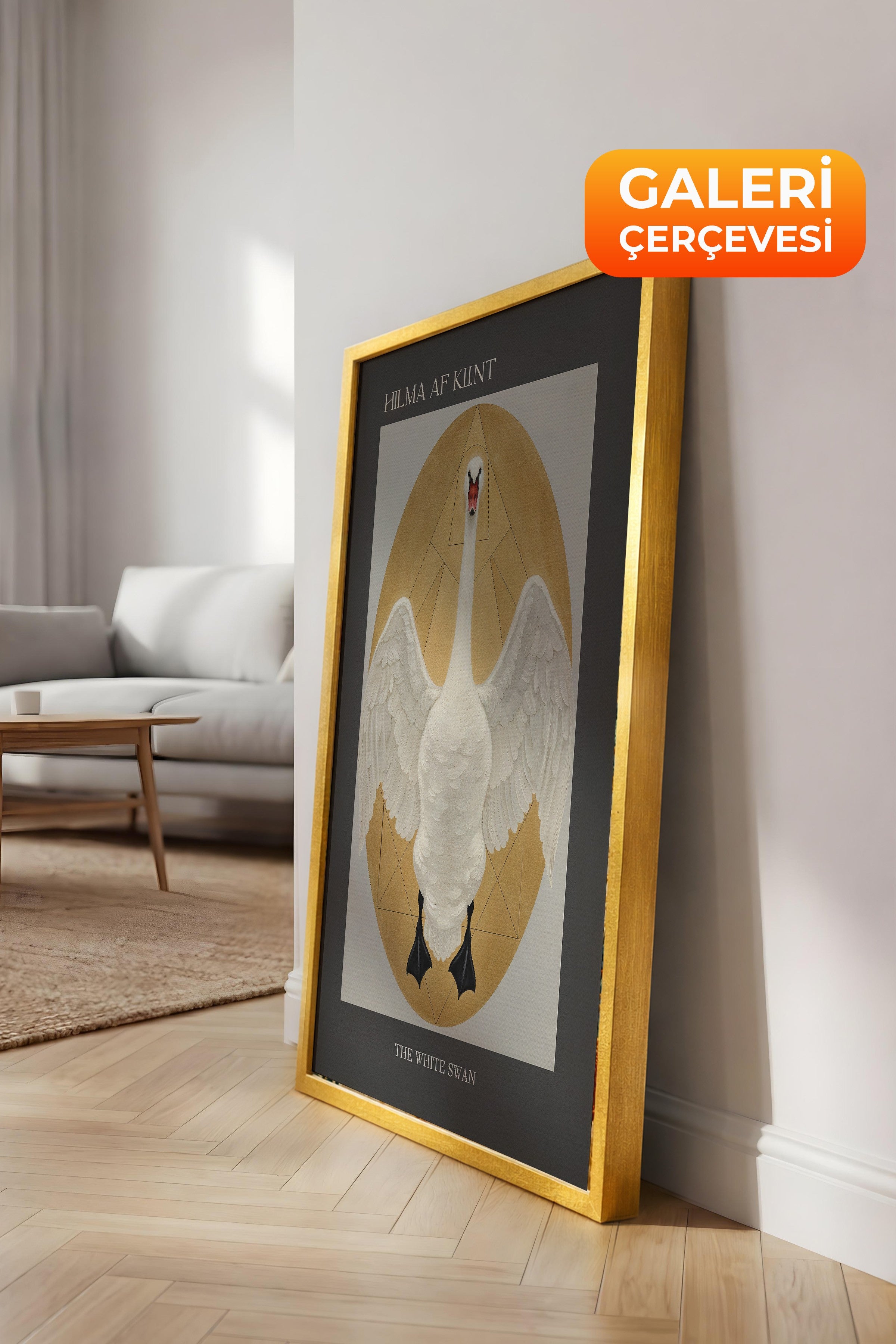 Duvar Tablosu, Lüks Gold Çerçeveli Kanvas Tablo, Ritüel Serisi, Kuş Tablo, NO:115230