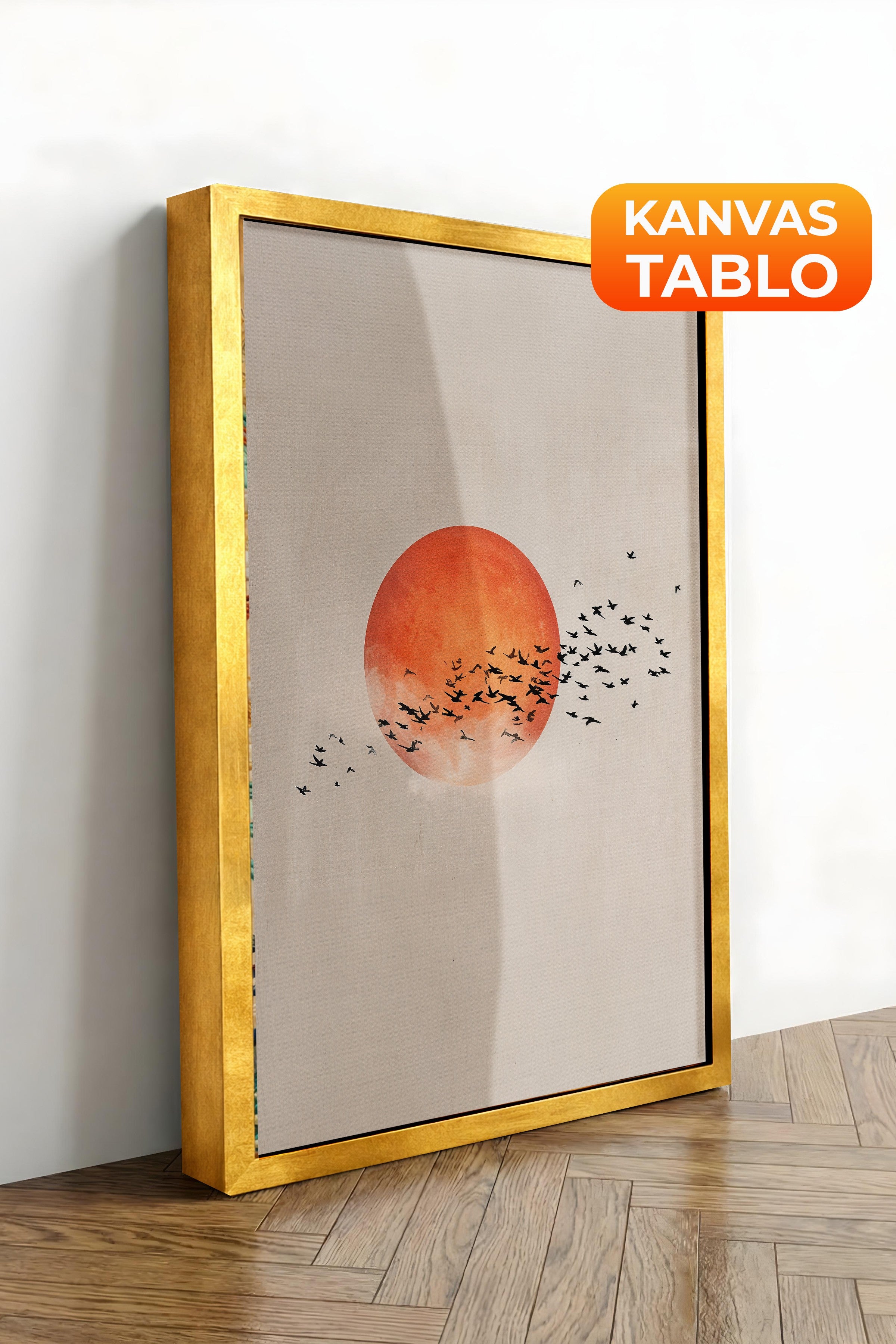 Duvar Tablosu, Lüks Gold Çerçeveli Kanvas Tablo, Ritüel Serisi, Kuş Tablo, NO:115231